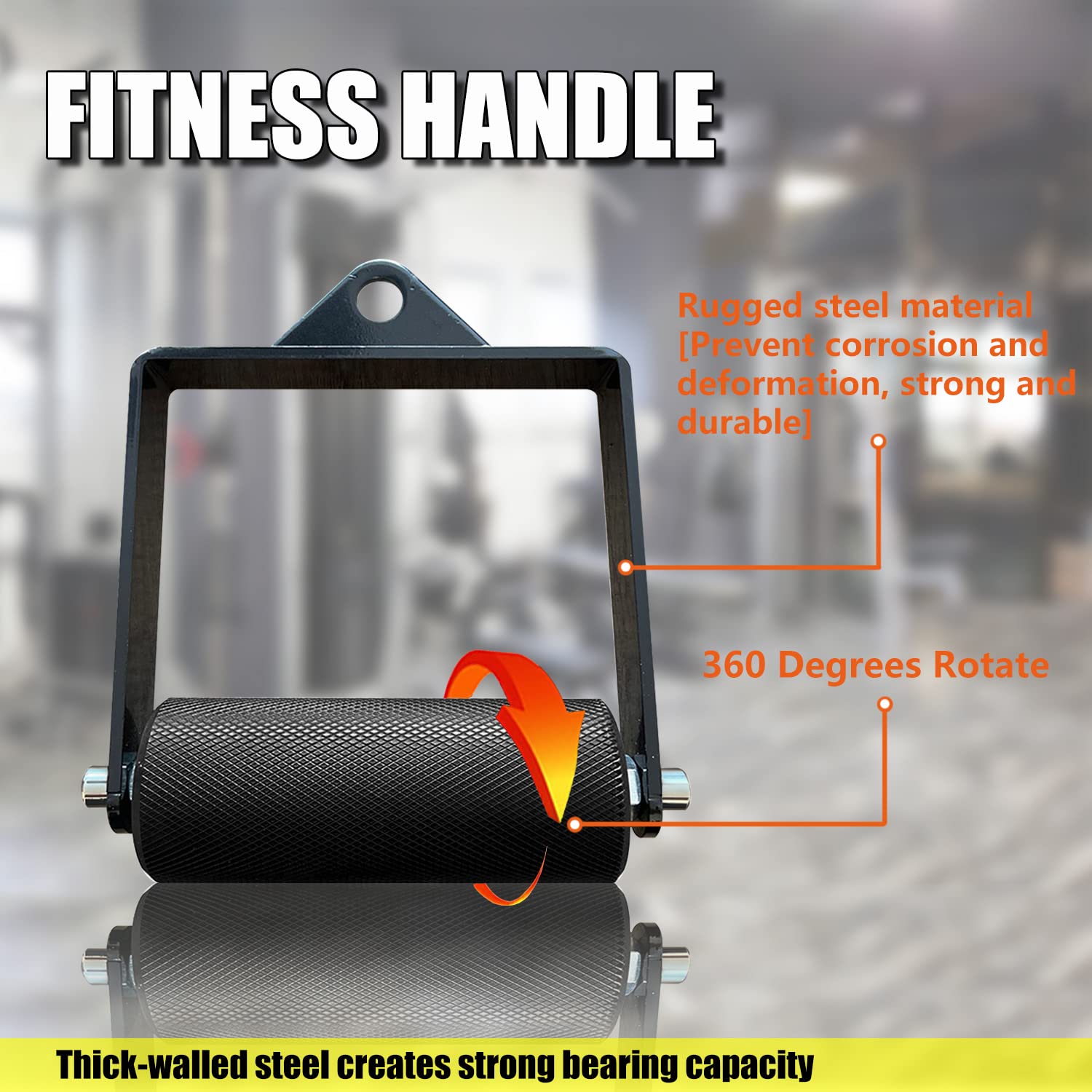 MARSAFIT Gym Fitness LAT Pulldown Attachments, Fat Arm Wrestling Exercise D Handle Cable Attachment, Arm Lifting Deadlift Handle Grip for Finger Wrist Strength