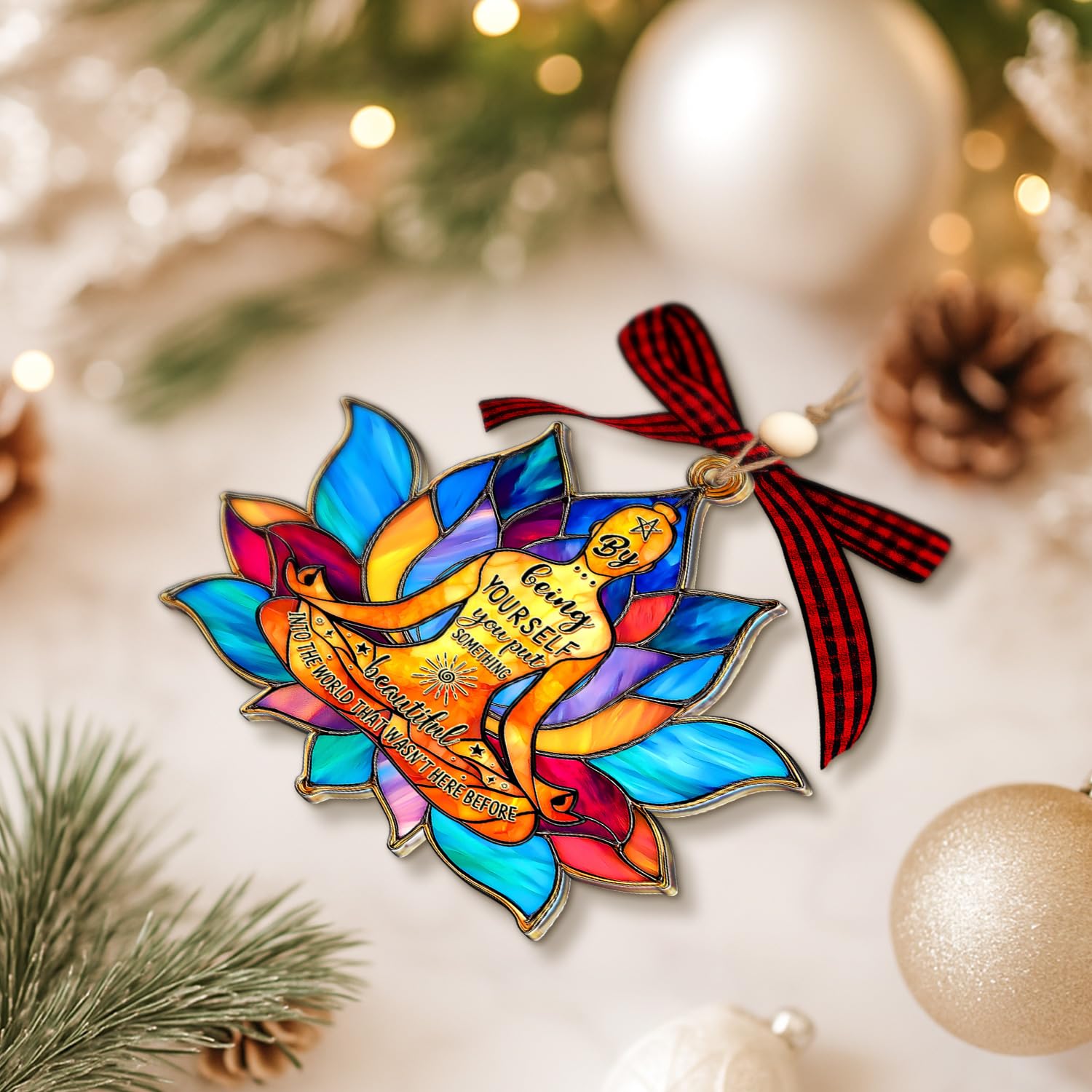 Yoga Ornament for Christmas Tree 2025 - Yoga Lover Ornaments - Acrylic Suncatcher Ornament for Meditation, Zen Decor, Self Care, Christmas Yogas Gifts 2025