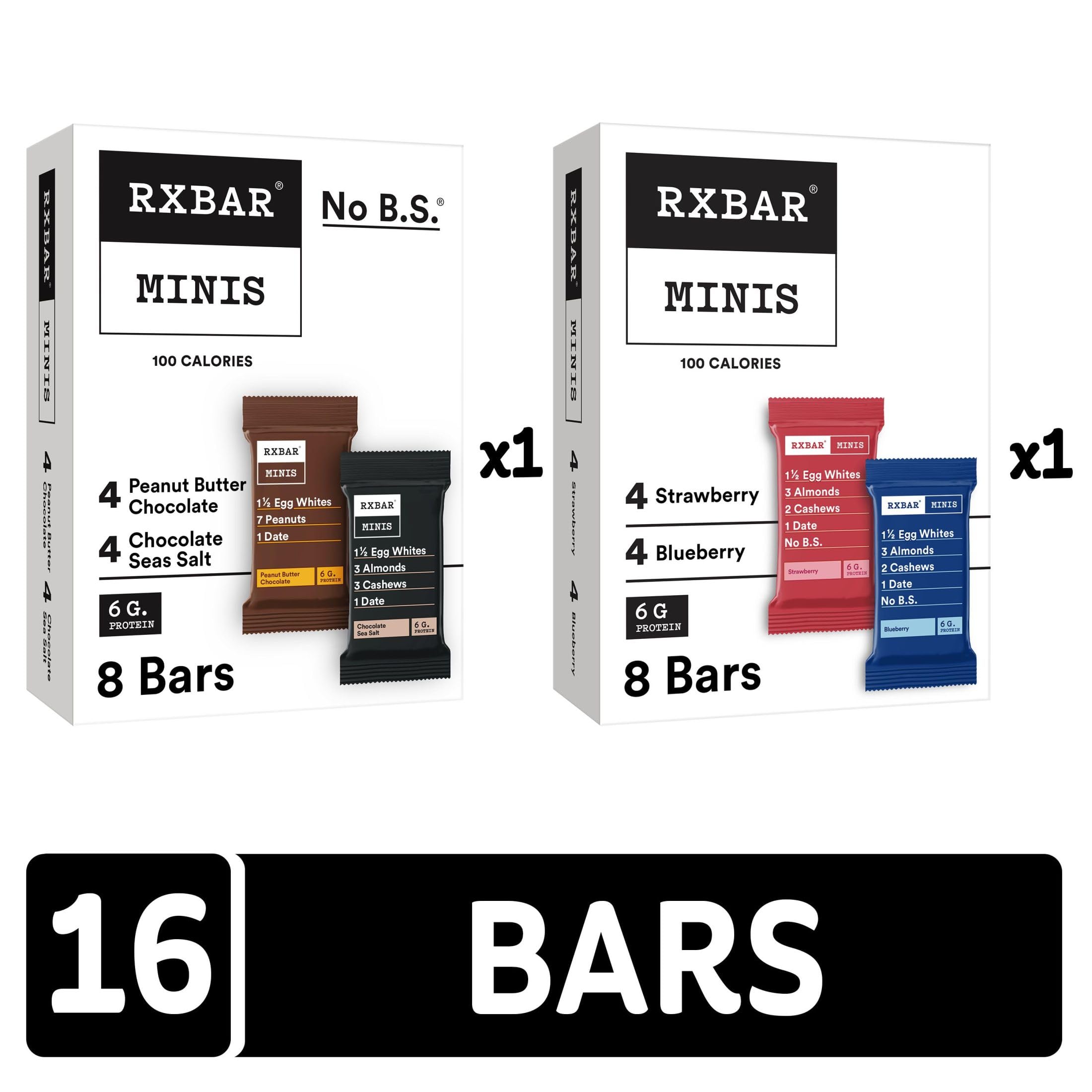 RXBAR Minis Protein Bars, Protein Snack, Snack Bars, Variety Pack (16 Bars)