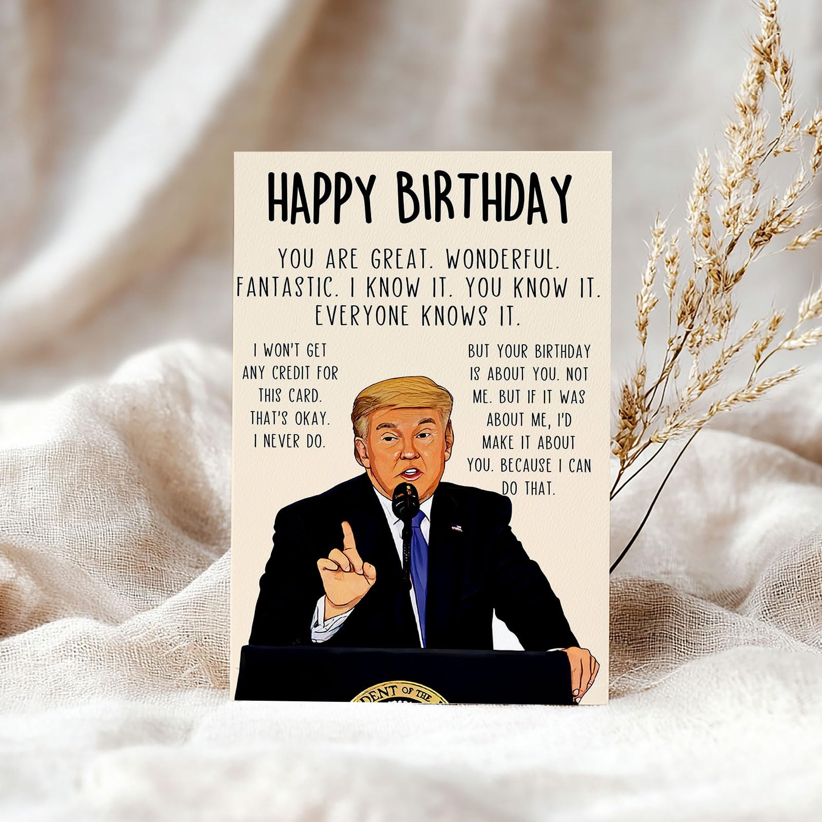 ACHICGIRL Funny Trump Birthday Card for Women Men, Humorous Donald Trump Birthday Gifts Card for Dad or Mom, Trump Birthday Decorations for Husband Wife, Unique Birthday Gifts Ideas for Him Her