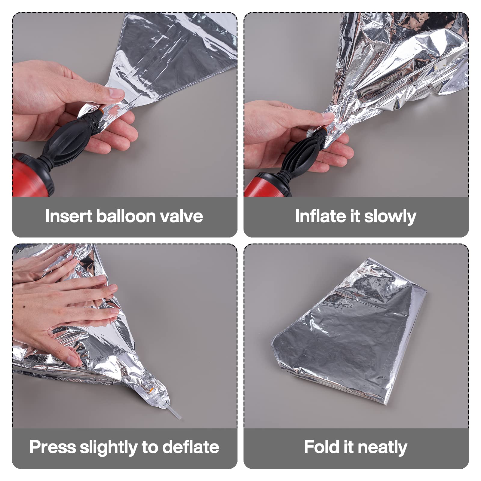 PartyWoo Silver Balloons, 6 pcs Diamond Silver Foil Balloons, 22 inch Giant 4D Foil Balloons and Ribbon, Balloons for Birthday Decorations, Wedding Decorations, Party Decorations (Balloon)