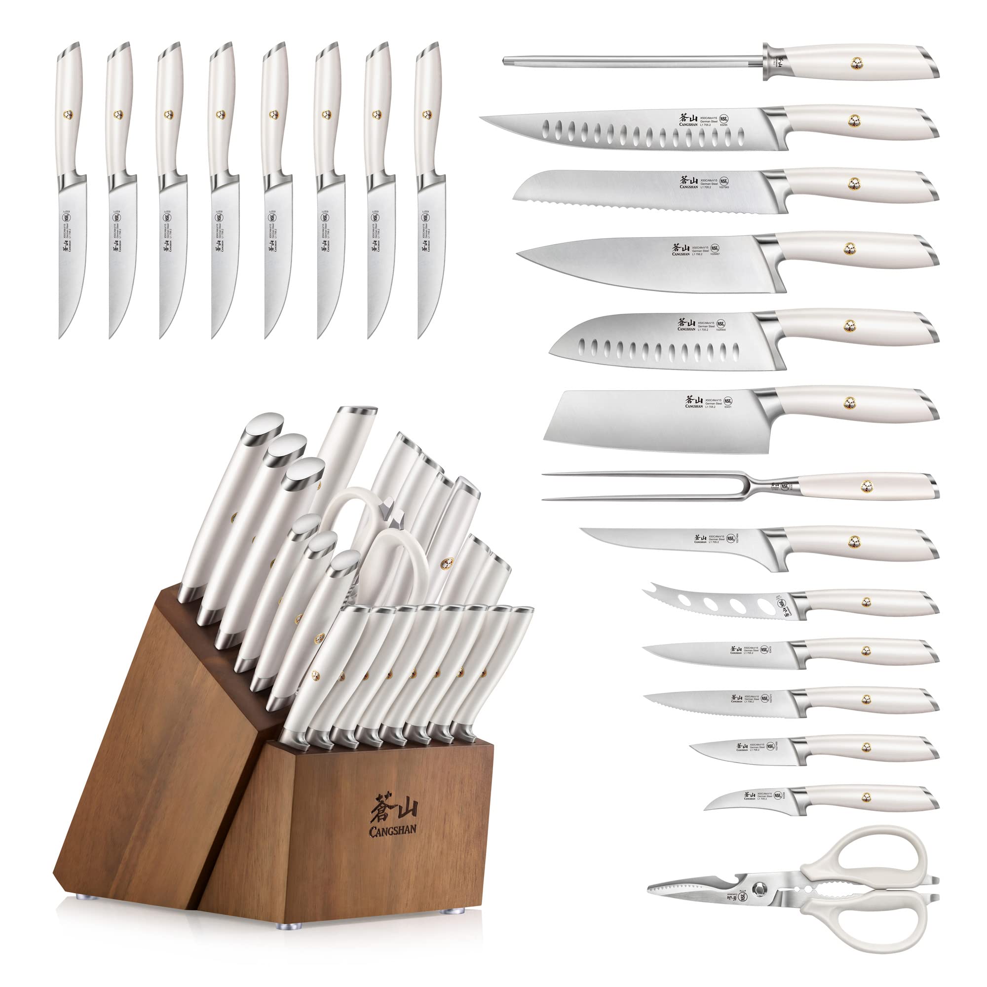 Cangshan L1 Series 23-Piece Classic Knife Block Set, Forged German Steel, 1027549