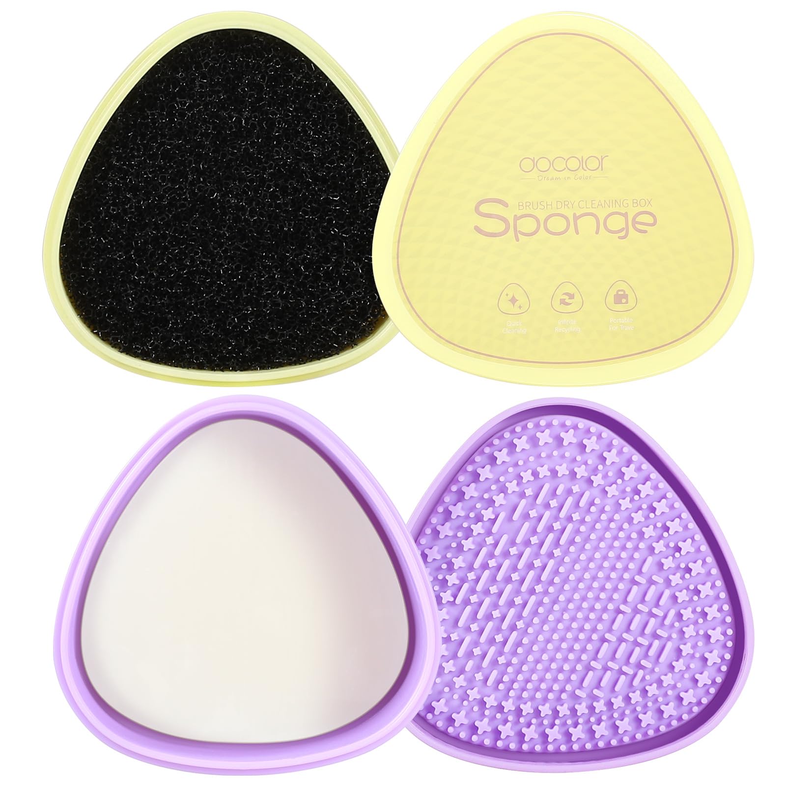 Docolor Makeup Brushes Cleaner Set Solid Soap Cleanser with Color Removal Sponge, Makeup Brush Cleaner Mat Brushes Shampoo for Cleaning Makeup Sponges, Brushes & Applicators Vegan (coconut oil)