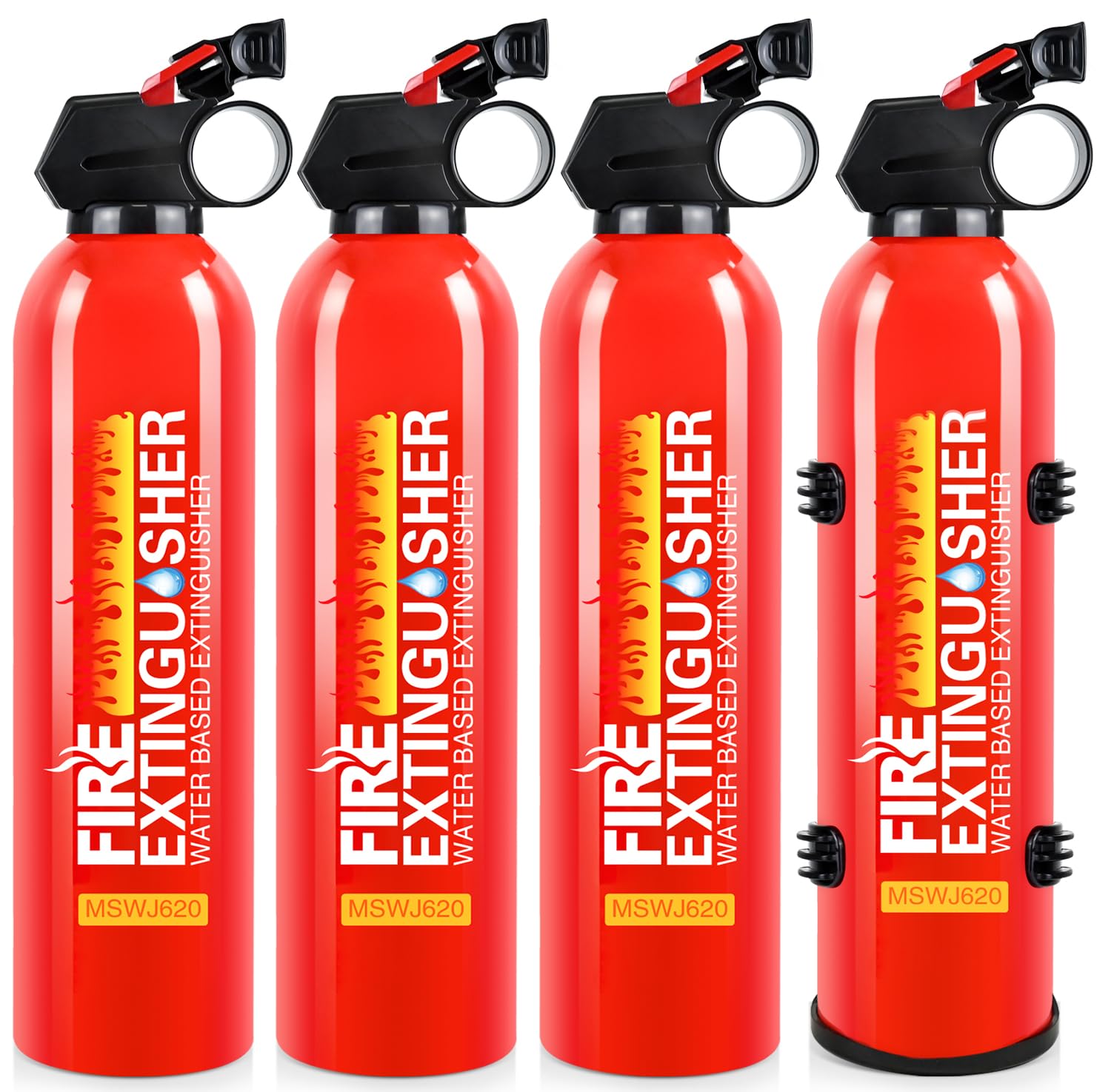 4 Pack Fire Extinguisher for Home with Wall Mount - 620ml Portable Fire Extinguisher for Car Vehicle Boat House Kitchen, Water-Based Fire Extinguisher for A, B, C, K Fire