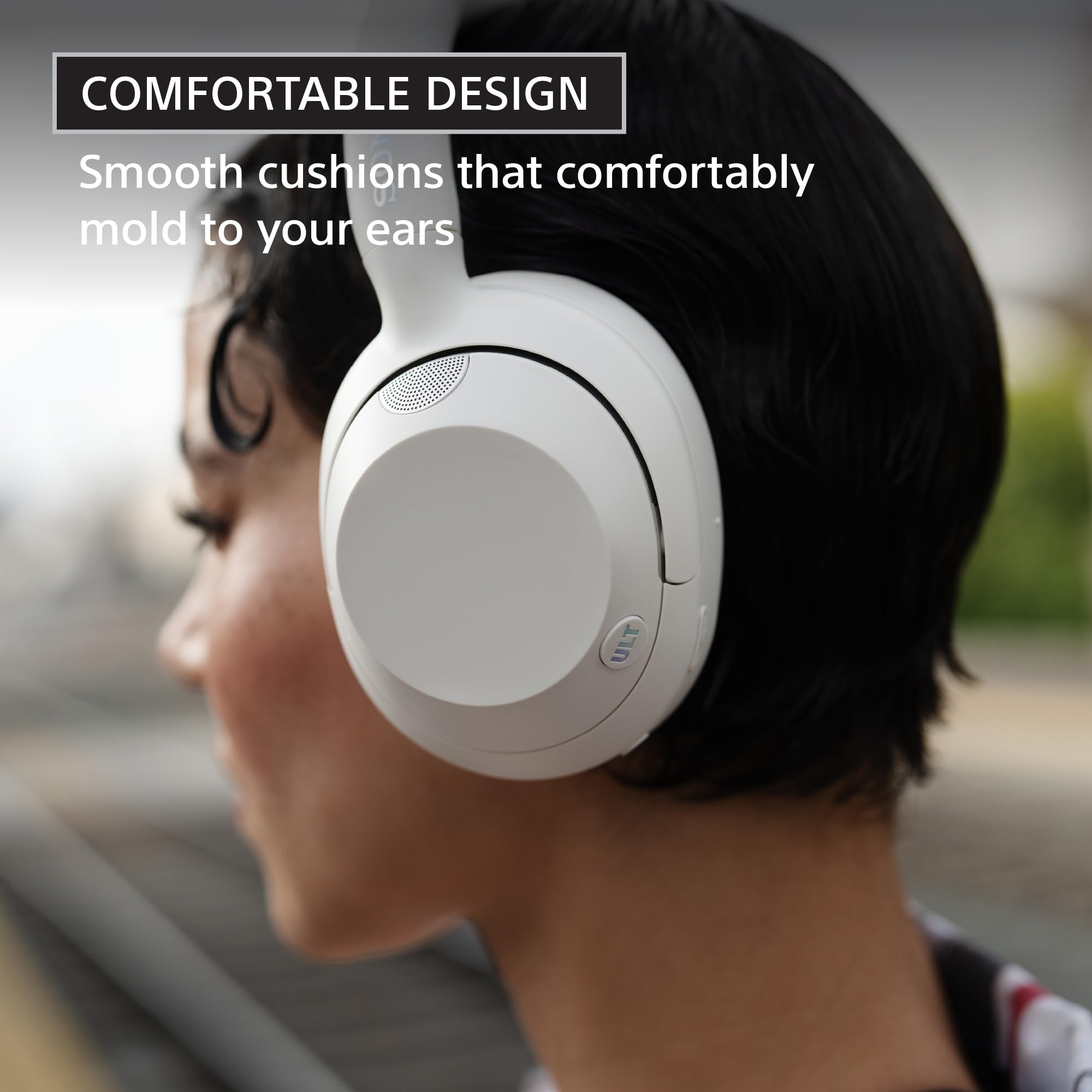 Sony ULT WEAR Over-Ear Headphones, Noise Cancelling Headphones Bluetooth Made with Recycled Plastic Material, Unique Thermo-Foaming Design, Swivel Fold Design, Headphones Noise Cancelling (Off White)