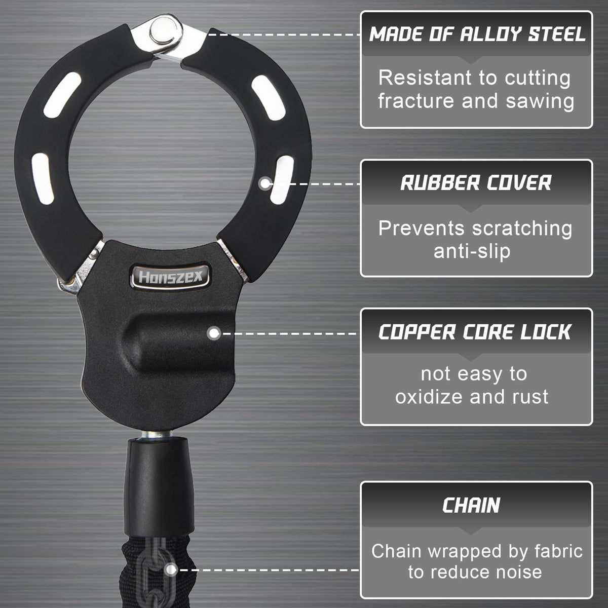 Honszex Scooter Lock, Bike Locks High Security with Key, 36.22inch Multi-Color Heavy Duty Bike Lock Chain, Accessories for e-Bikes & e-Scooters, Lock for Bicycle, E-Bike, Electric Scooter