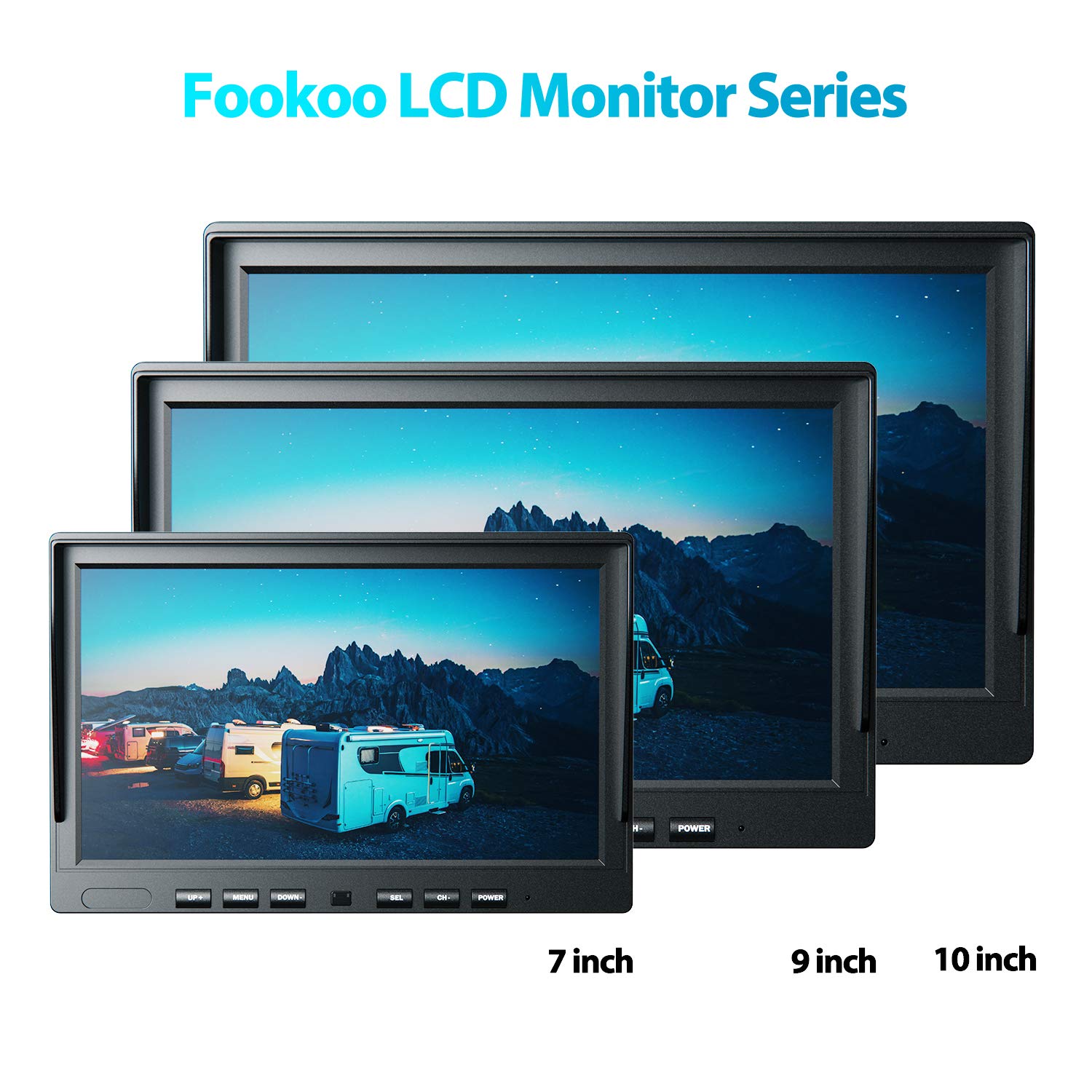 Fookoo Ⅱ HD Wired Backup Camera System Kit,10 inch Dual Split Screen Monitor with Recording IP69 Waterproof Front View Rear View Cameras Parking Lines for Truck/Semi-Trailer/Box Truck/RV(DY102)