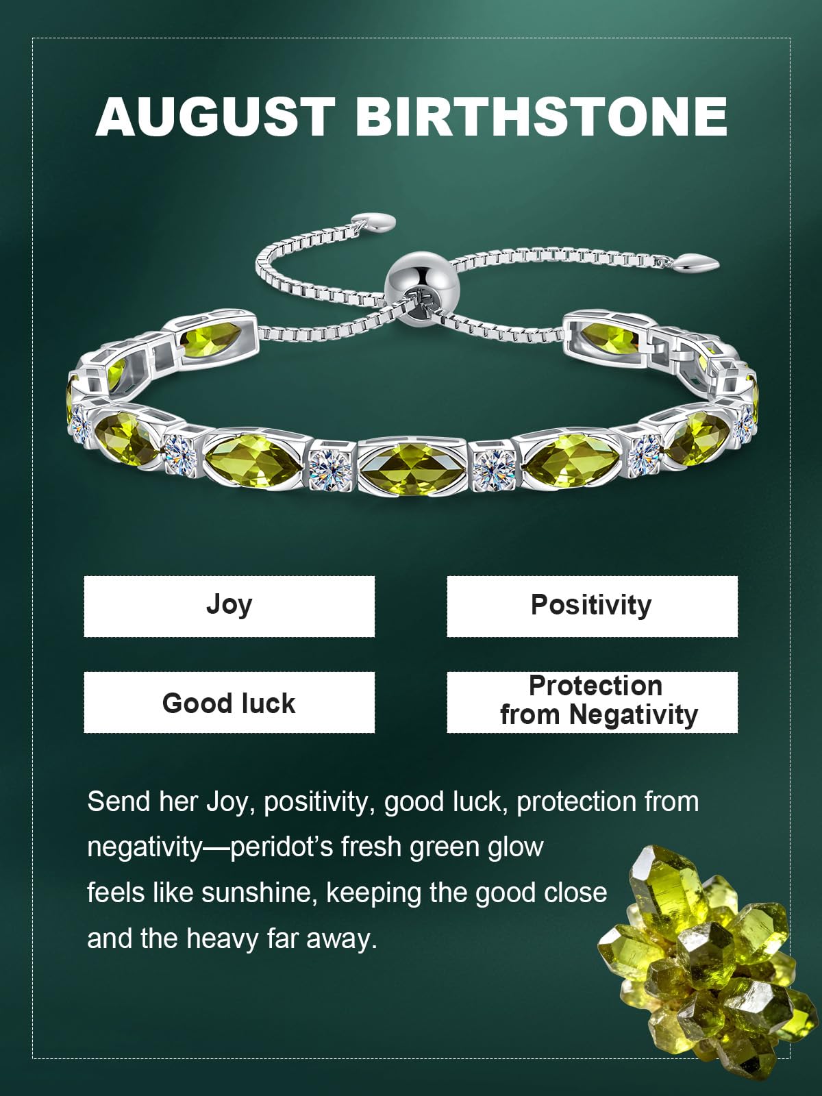 ETERMBOL Birthstone Link Bracelet for Women, Sterling Silver Adjustable Chain 6-9 Inchs Evil Eye Bracelet, Birthday Gifts for Wife Mom Her