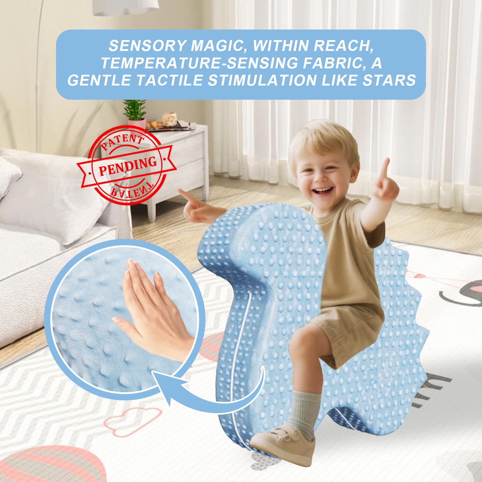 Irrical Sensory Soft Squeeze seat, Sensory Chairs specifically Designed for Children with Sensory Needs,Providing Gentle Squeeze Embrace, Washable Cover,Blue