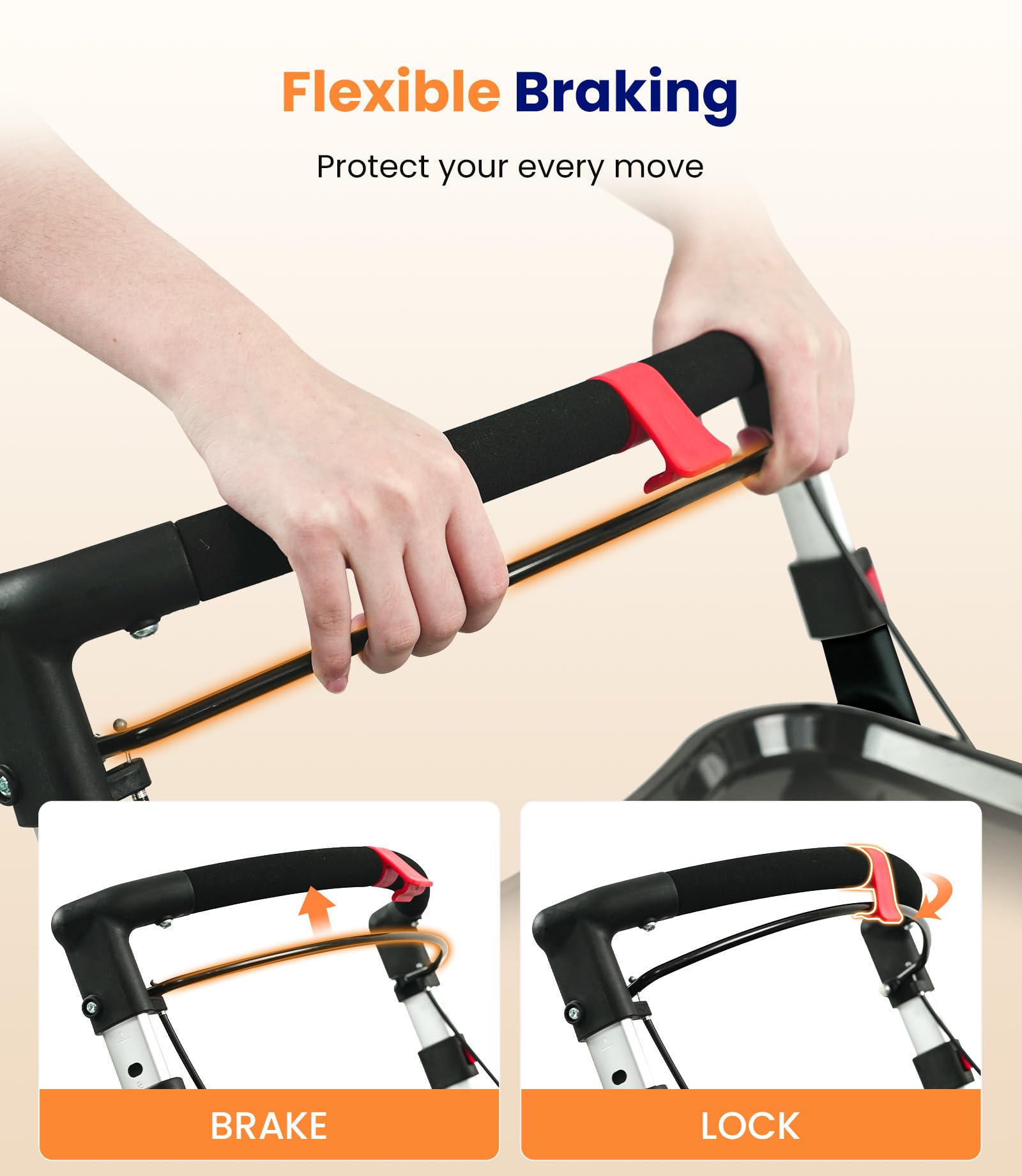 Narrow Rollator Walkers for Small Spaces, Indoor Rollator Foldable and Lightweight, Stable Home Rollator with Quiet Anti-Slip Tires, Rollators for Seniors Foldable with Tray