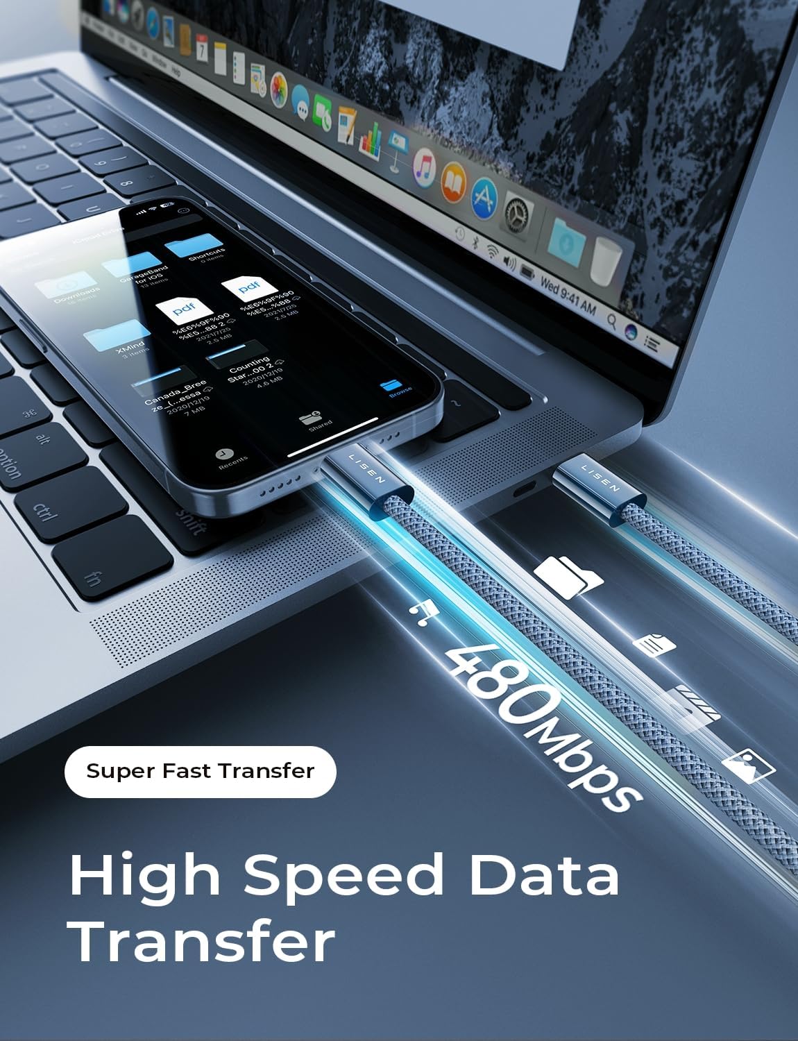 LISEN USB C to USB C Cable, 240W C to C Cable Fast Charging [6.6ft, 2-Pack] Type C Charger Fast Charging USB-C Cables for iPhone 17 Pro Max Charging Cable for iPhone 16 15 iPad MacBook Pro Samsung S25