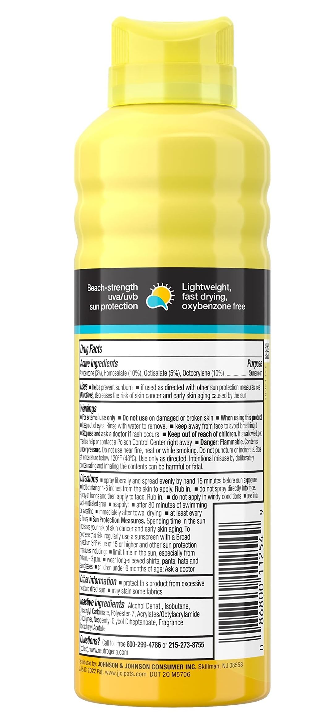 Neutrogena Beach Defense Body Spray Sunscreen with Broad Spectrum SPF 50, Shields Against UVA and UVB Rays, Water Resistant and Oil Free Sun Protection, Oxybenzone Free and Fast Drying, 6.5 OZ