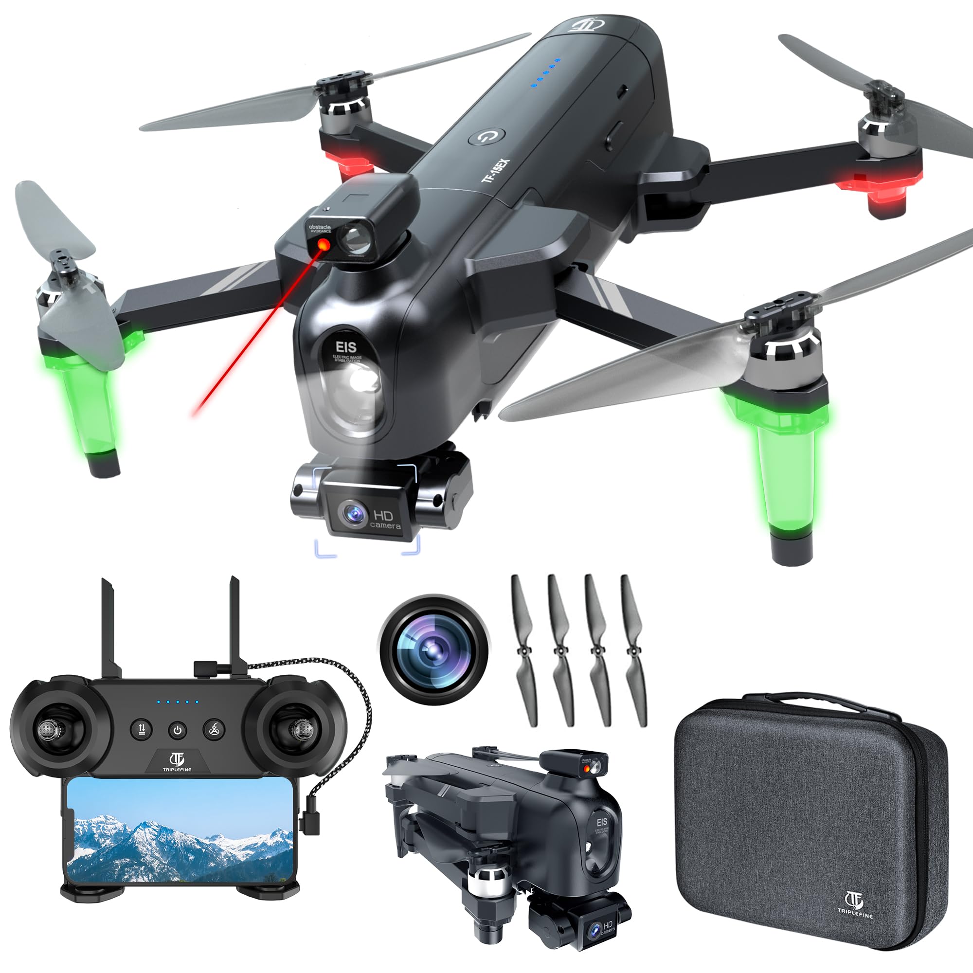 TF15-EX 3-Axis Gimbal Obstacle Avoidance Drone with Camera 4K, 75 Mins Flight Time, 11000FT Range Transmission, Integrated Remote ID