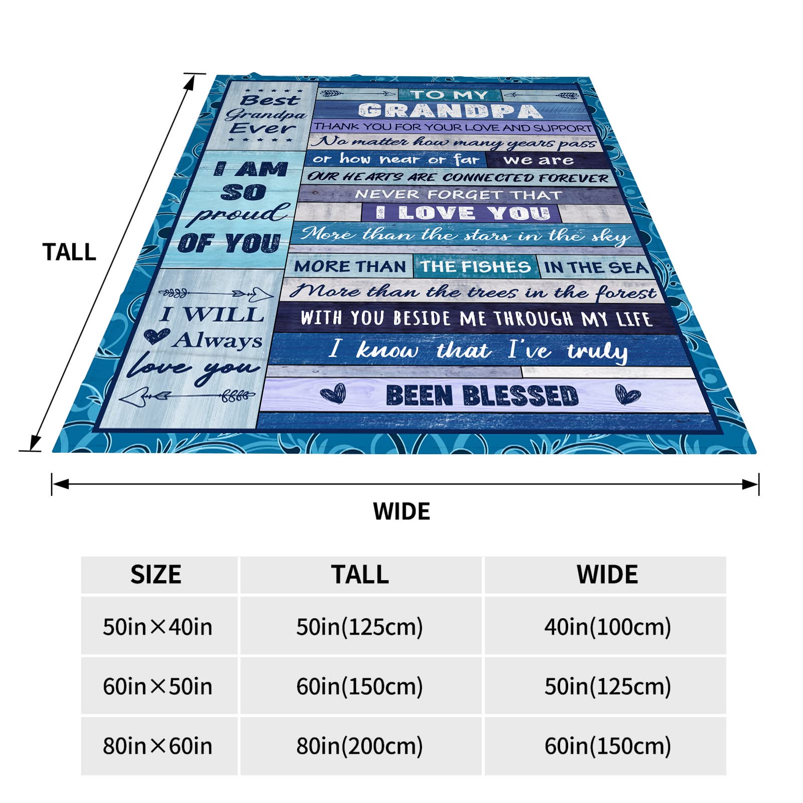 AJIIUSV Grandpa Gifts, Gifts for Grandpa from Granddaughter Grandson, Grandpa Gifts for Birthday, Fathers Day Christmas Thanksgiving Gifts for Grandpa Throw Blankets 50"x60"