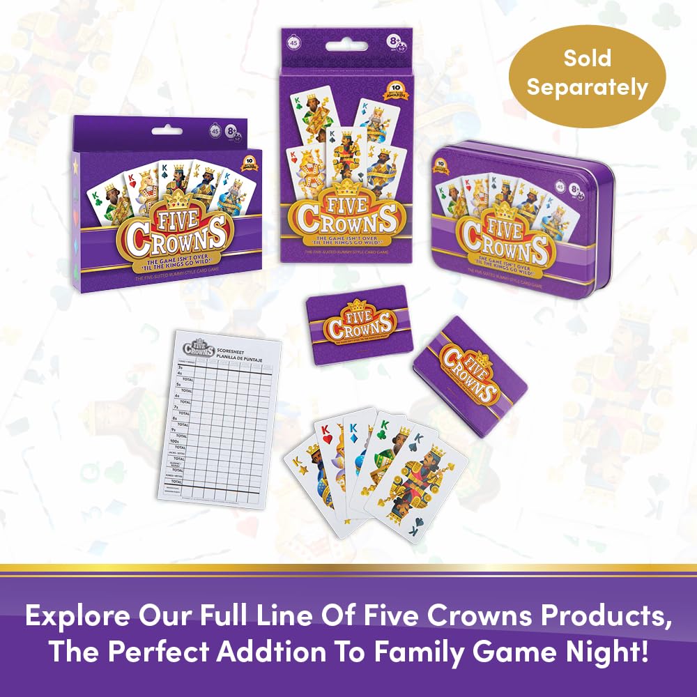 PlayMonster Five Crowns — The Game Isn't Over Until the Kings Go Wild! — 5 Suited Rummy-Style Card Game — For Ages 8+