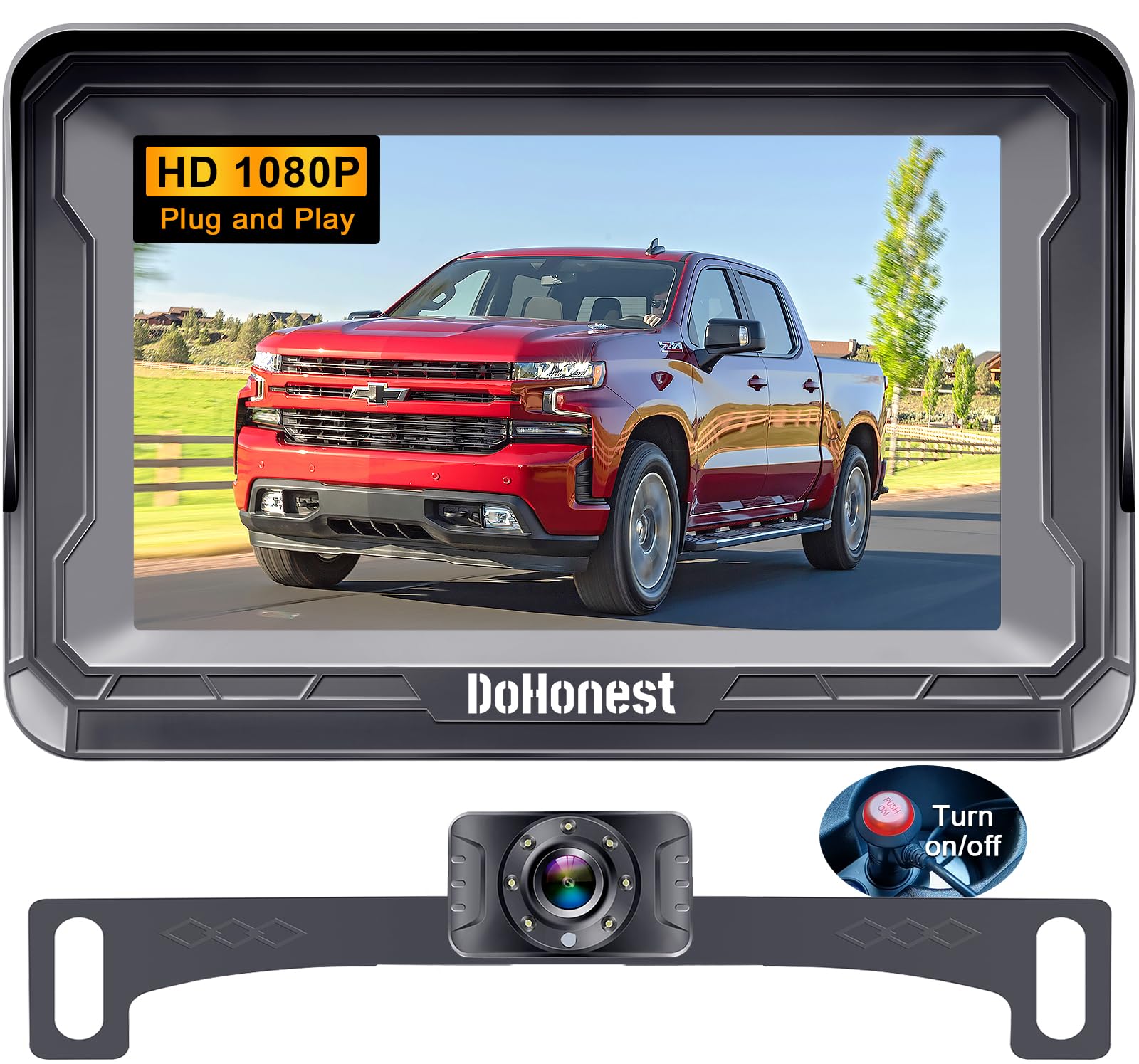 Backup Camera Car Reverse Cam - Easy Setup HD 1080P Auto Color Night Vision Truck Rear View Monitor Kit for SUV Pickup Sedan No Delay 150° Wide View DIY Parking Lines Waterproof DoHonest S01