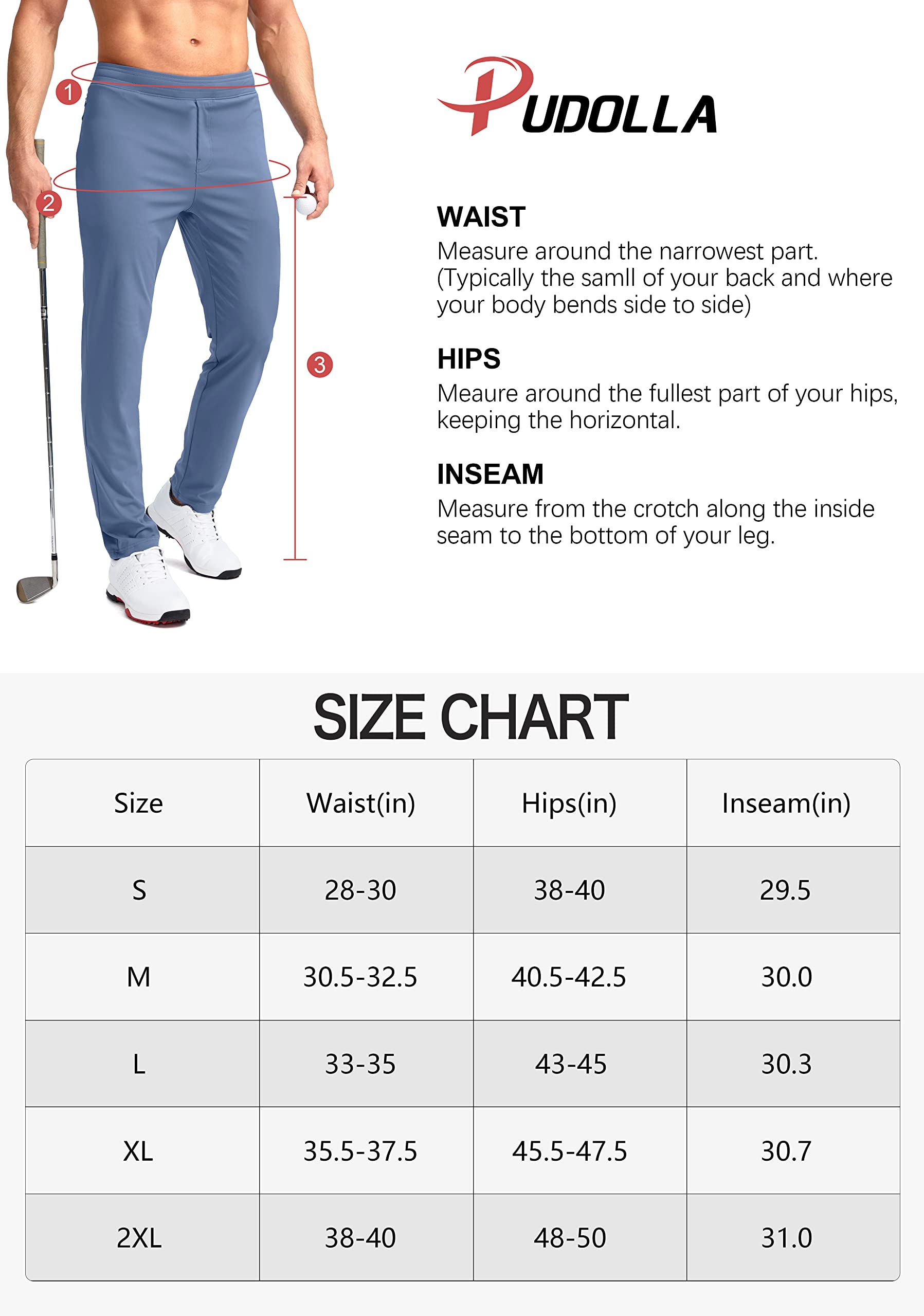 Pudolla Men's Golf Pants Stretch Sweatpants with Zipper Pockets Slim Fit Work Casual Joggers Pants for Men (Grey Camo X-Large)