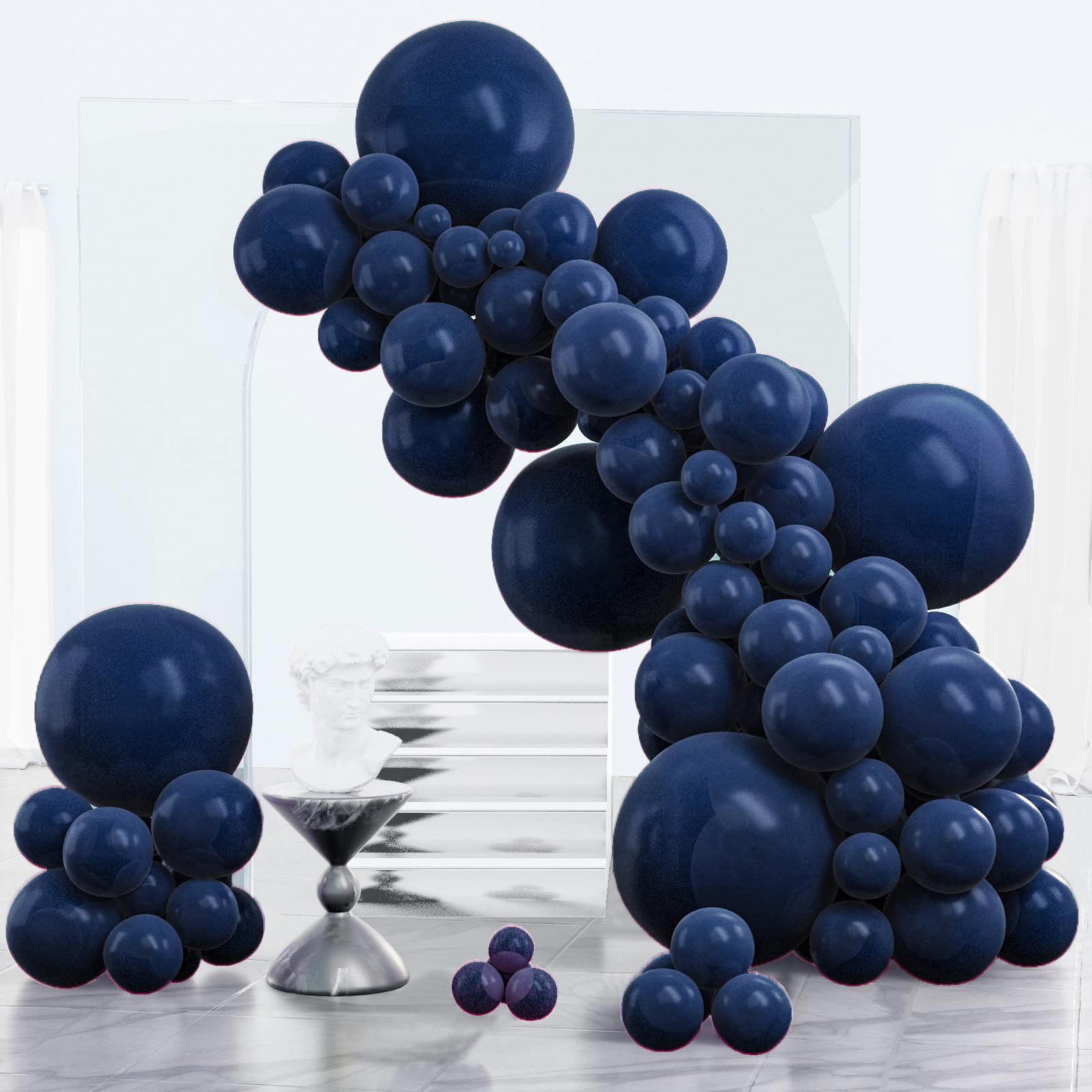 PartyWoo Navy Blue Balloons 152pcs Different Sizes of 18 12 10 5 Inch Dark Blue Balloon Arch Kit Garland for Graduation Wedding Sports Baby Shower Birthday Bachelorette Party Decorations Blue-Z90