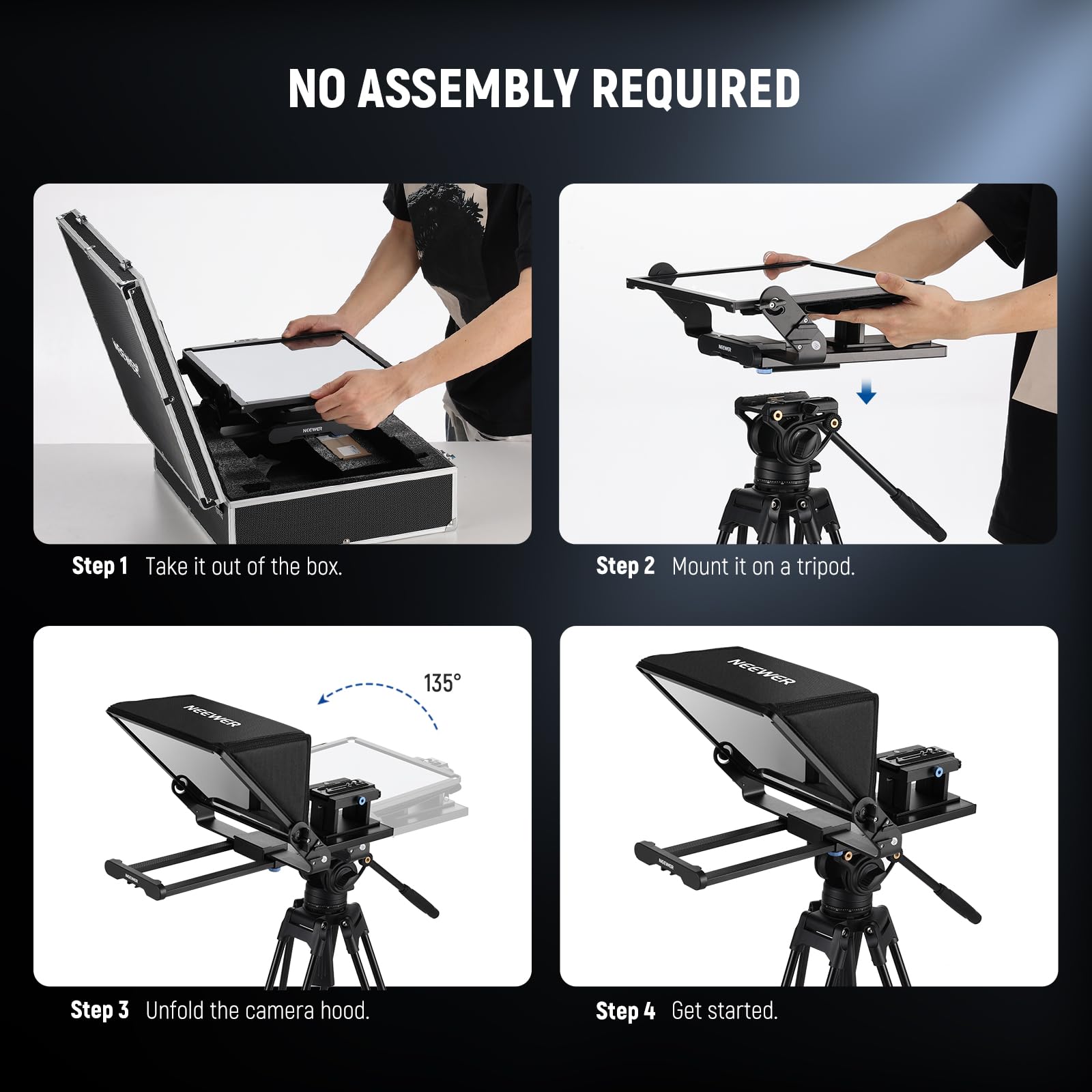 Neewer Teleprompter X14 III with RT113 Remote/App Control, 45° Tilt 14" Beamsplitter All Metal Frame Upgraded Camera Mount QR Plate Compatible with Manfrotto 501PL for iPhone iPad DSLR, Assembly Free