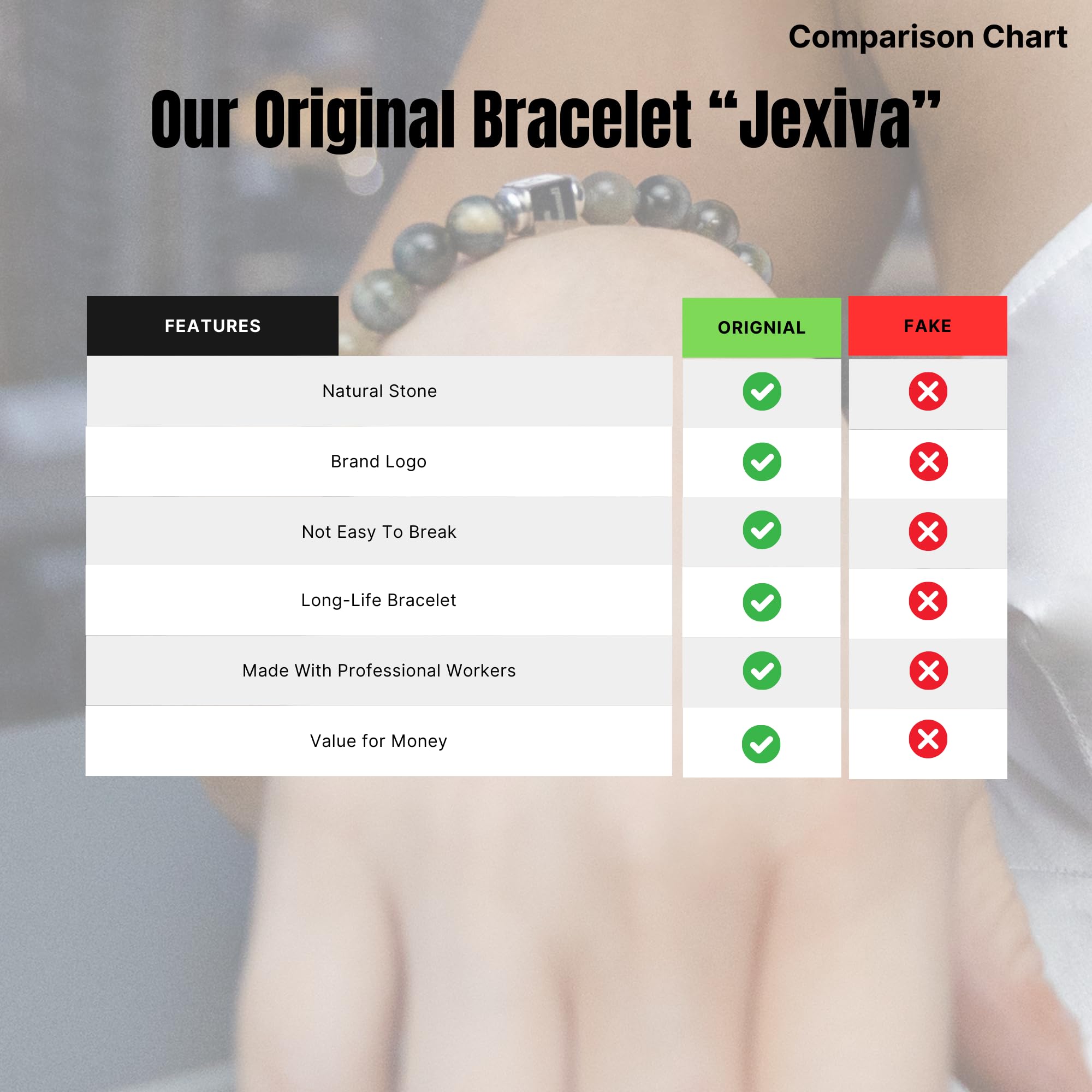 Jexiva Hematite Unique Unisex Bracelets - Dream Tiger Eye - Help Health Support - Meditation Yoga - 8mm Beads Stretch Bracelet for Men, Women, Her & Him With Luxury Gift Box (Cats Eye)