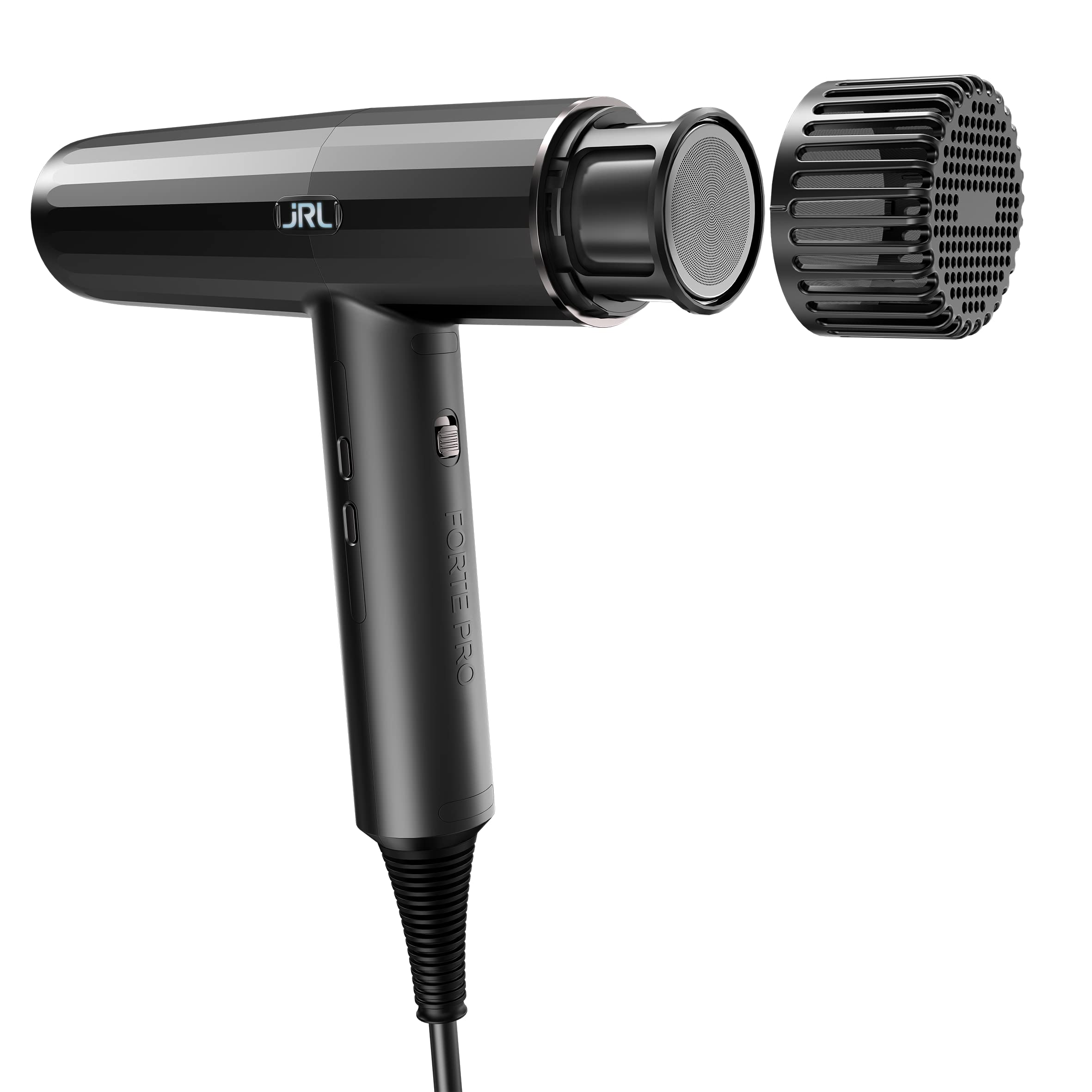 JRL Forte Pro Dryer - Professional Hair Blow Dryer with Diffuser w/Ionic Generator to Help Reduce Drying Time, Frizz and Static - Fast Hair Dryer w/ 3 Temperature Settings and Speed Settings (Black)