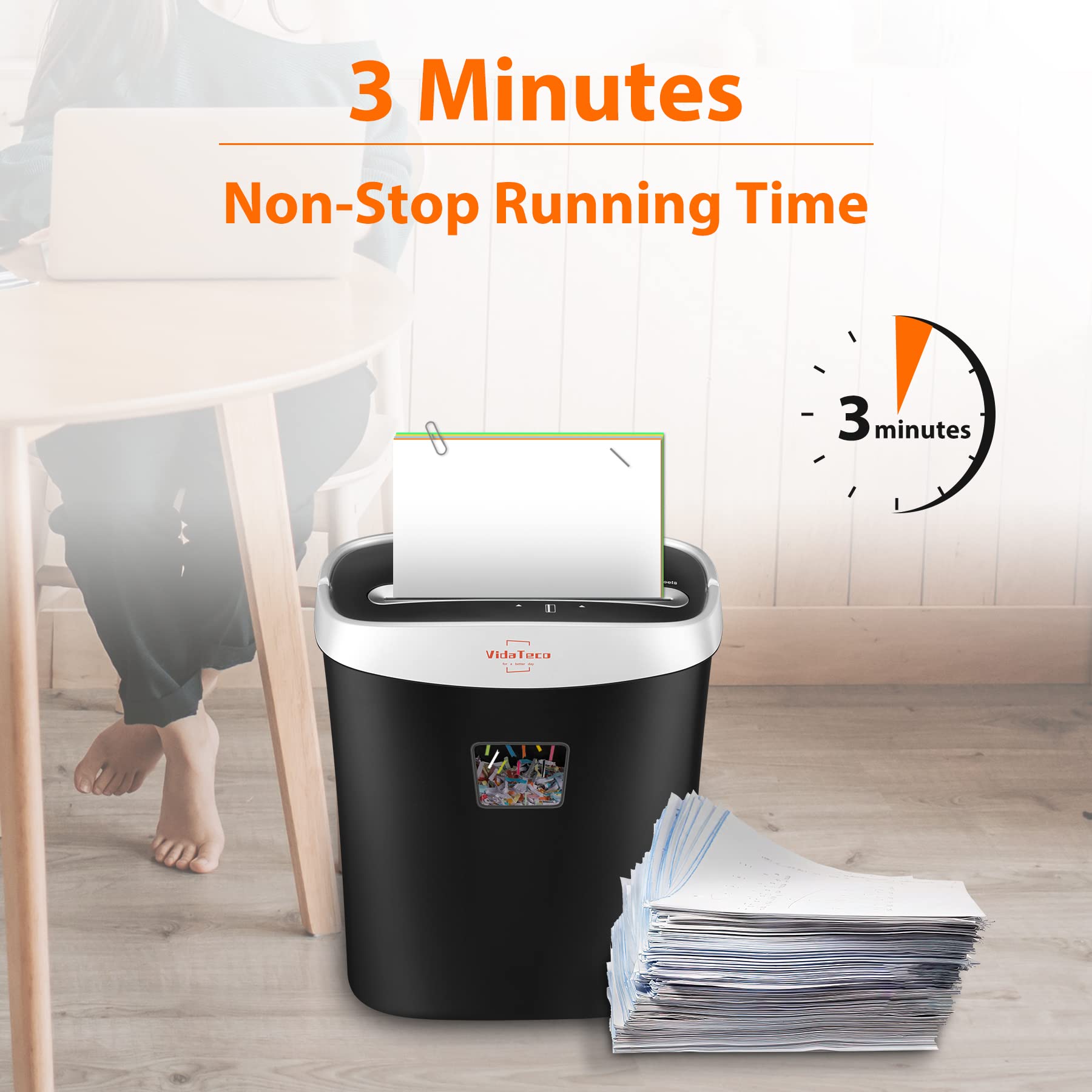 Paper Shredder for Home Office,VidaTeco 10-Sheet Cross-Cut Shredder with US Patented Cutter,Also Shreds Card/CD/Clip,Paper Shredder for Home Use Heavy Duty,Durable with Jam Proof,3.9-Gallon Bin(ETL)