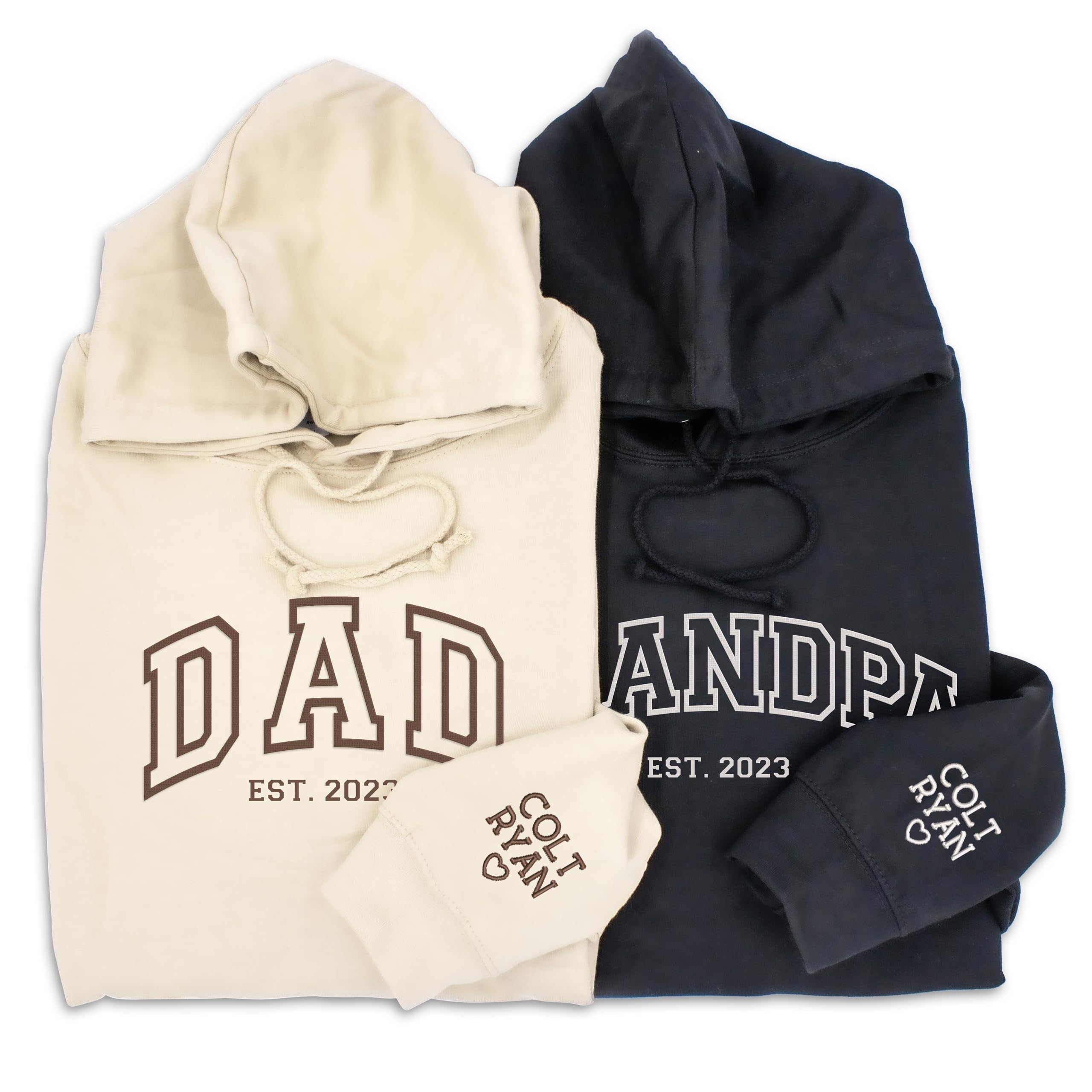 NAZENTI Personalized Dad Embroidered Sweatshirt, Custom Dad Est Shirt with Kids Names, Heart on Sleeve, Grandpa Papa Shirt, Gift for New Dad, Fathers Day Shirt, Birthday Gift for Daddy