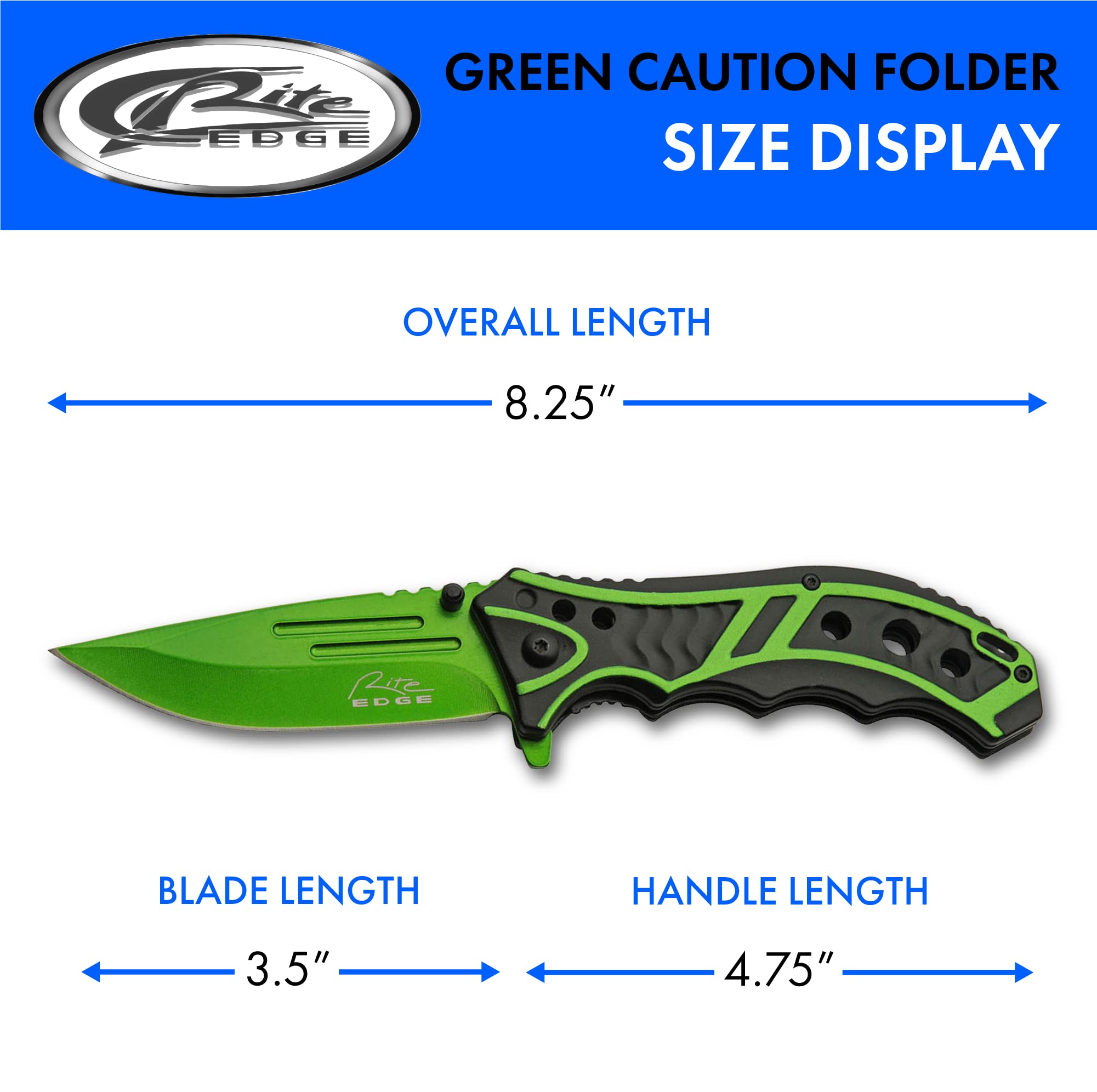 SZCO Supplies 8.25" Green Assisted Open Caution Folding Pocket Knife With Liner Lock