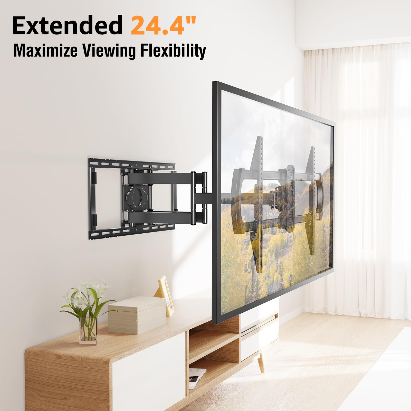 ELIVED Heavy Duty TV Wall Mount for Most 42"-90" TV Up to 154 LBS, Max VESA 800x400mm, Preassembled Wall Mount Bracket, Full Motion Swivel tv Mount Fits 24"/18"/16" Wood Studs, YD3028