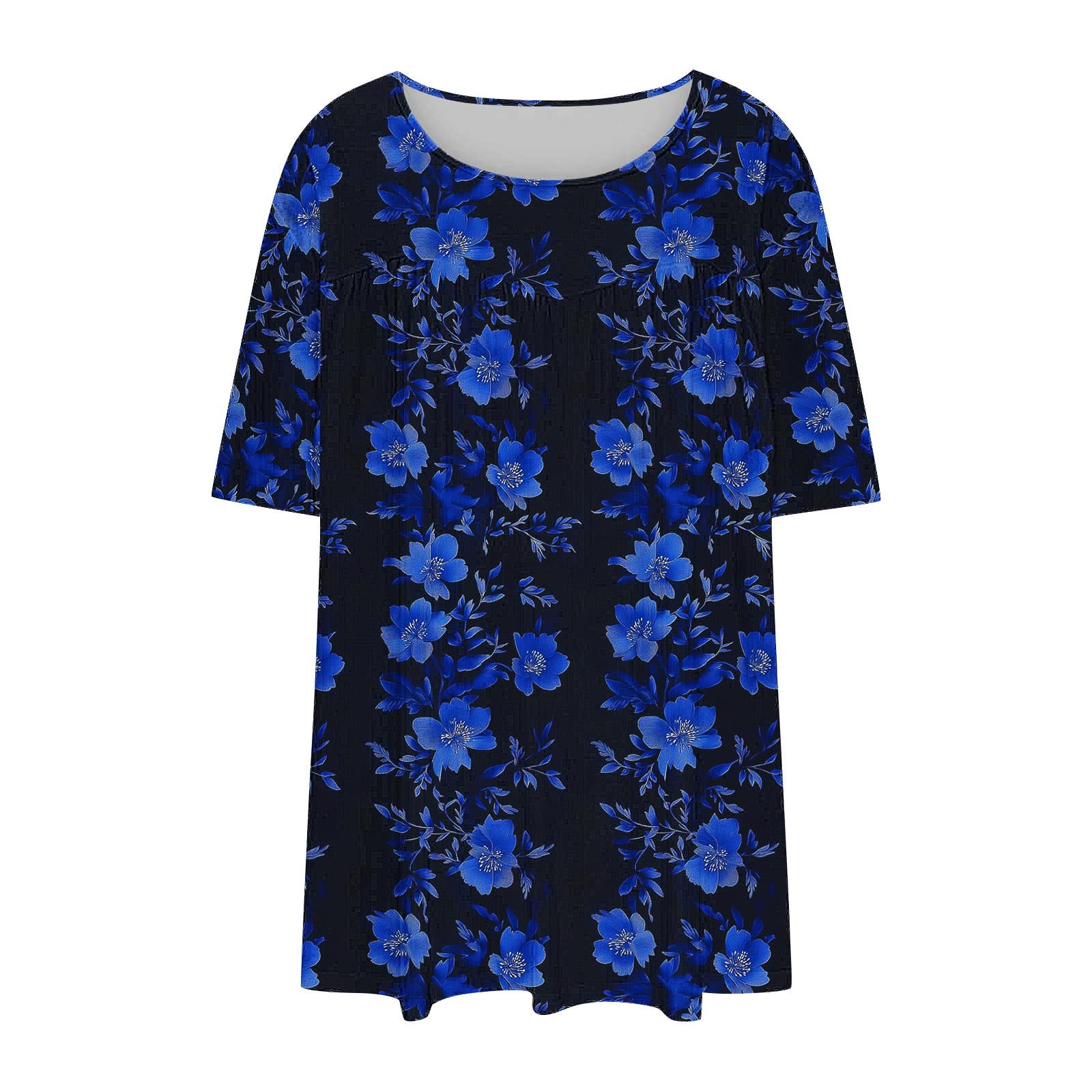 Plus Size Tops Plus Size Tops for Women Relaxed Fitted Short Sleeve Crewneck Shirts Floral Print Vacation Summer Clothes 2025