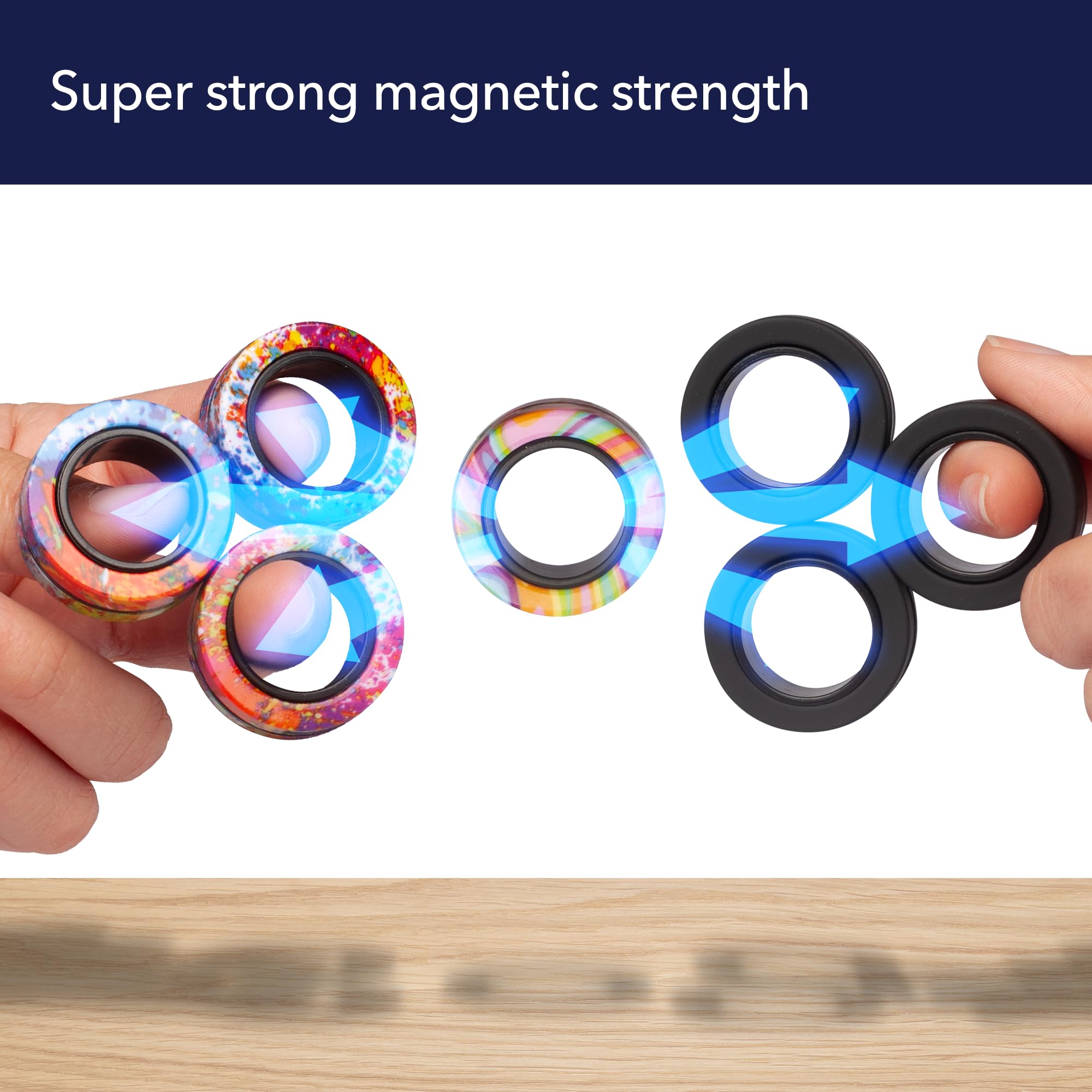 BunMo Stretch & Play Easter Basket Essentials: Magnetic Fidget Rings & Pop Tubes - Sensory Toys 8 Pack Large - Fidget Toy for Boys & Girls - Non-Mouthable Toy - Fidget Toys Adults - Great Teen Gift