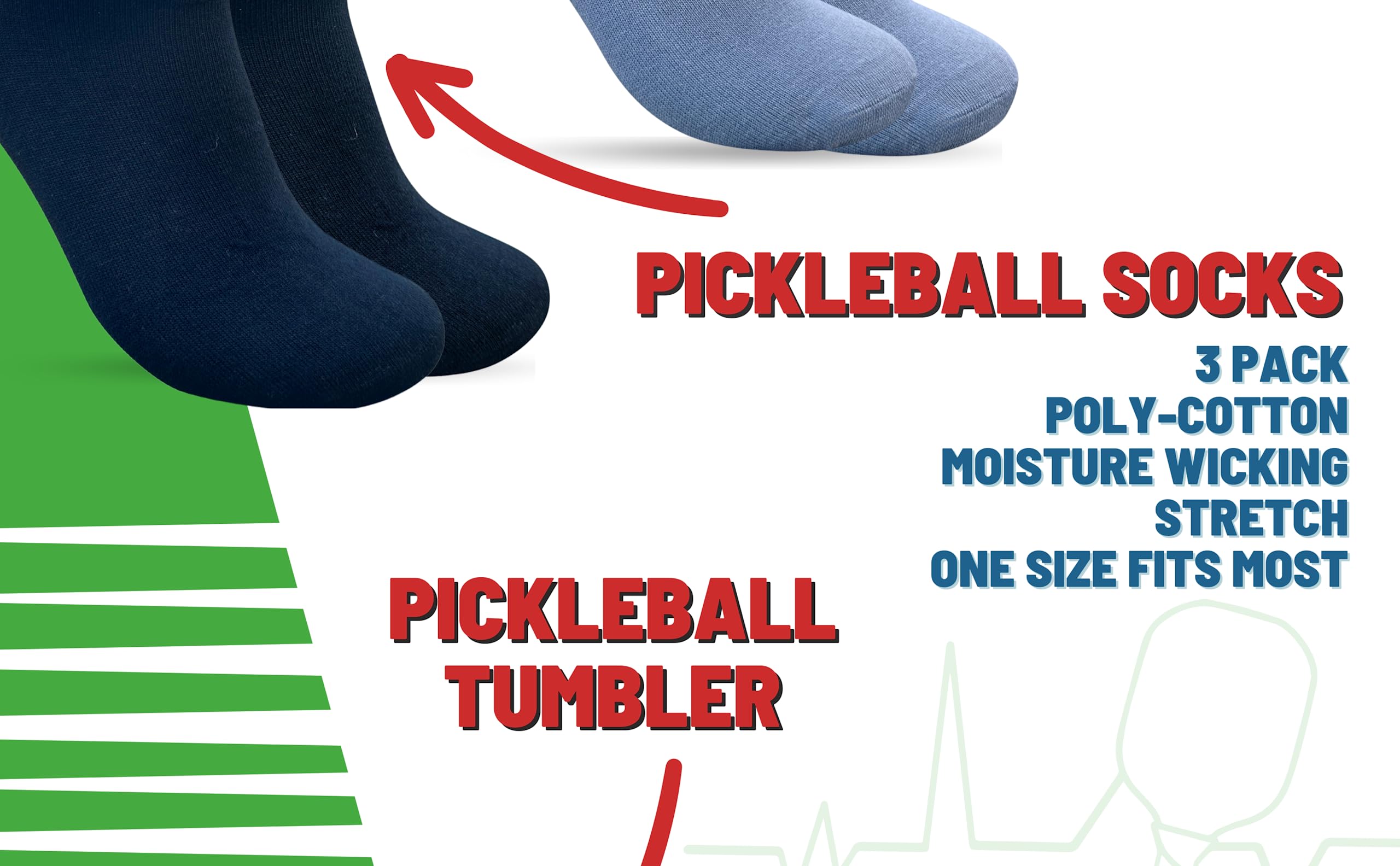 Monkey Stix The Original 3 Pack Pickleball Socks Size 8-13 - Perfect Gifts For Pickleball Lovers and Accessories Pickle Ball Players Men and Women Outdoor Indoor Gift Accessory