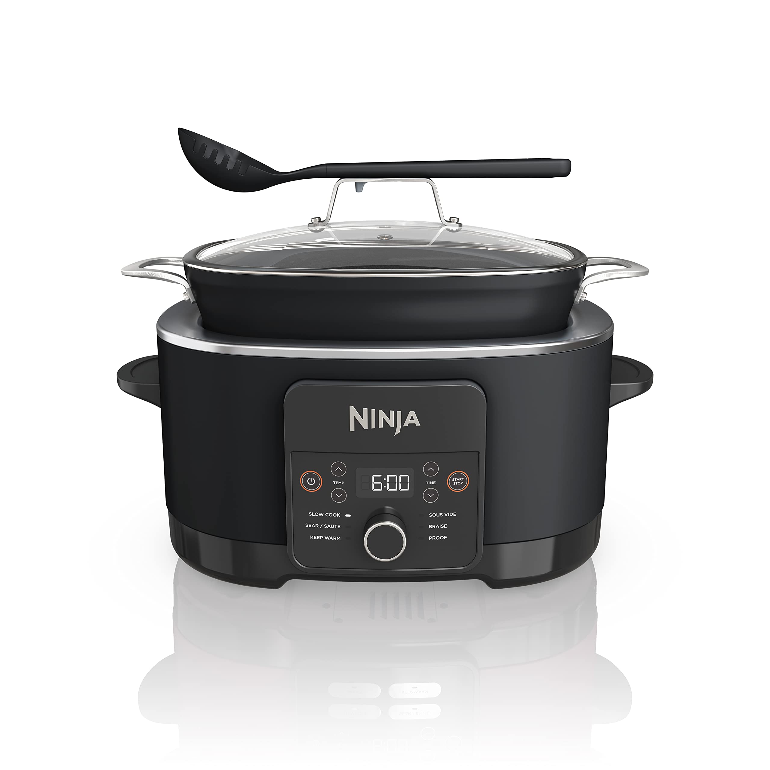 Ninja® 12-in-1 PossibleCooker™ PLUS | 8.5-qt - Sous Vide & Proof Multi-Cooker | Slow Cooker, Dutch Oven & More | Glass Lid & Integrated Spoon | Nonstick | Oven Safe Pot to 500°F | Black | MC1010