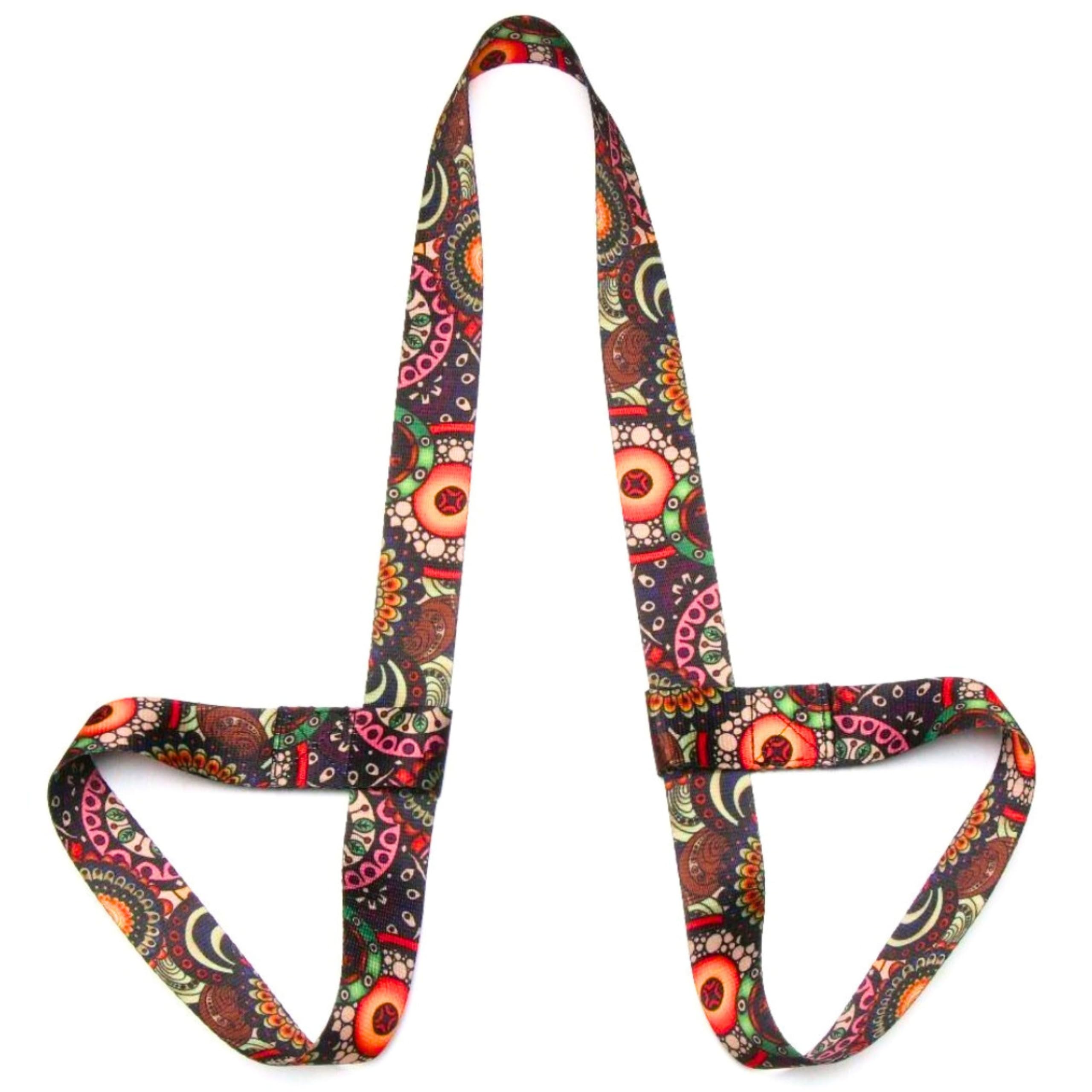 Yoga Mat Straps for Carrying, Adjustable Yoga Mat Sling Carrier, Mat Holder Colorful Band, Anti-Slip, Multiple Color Choices (Black Orange Circle)