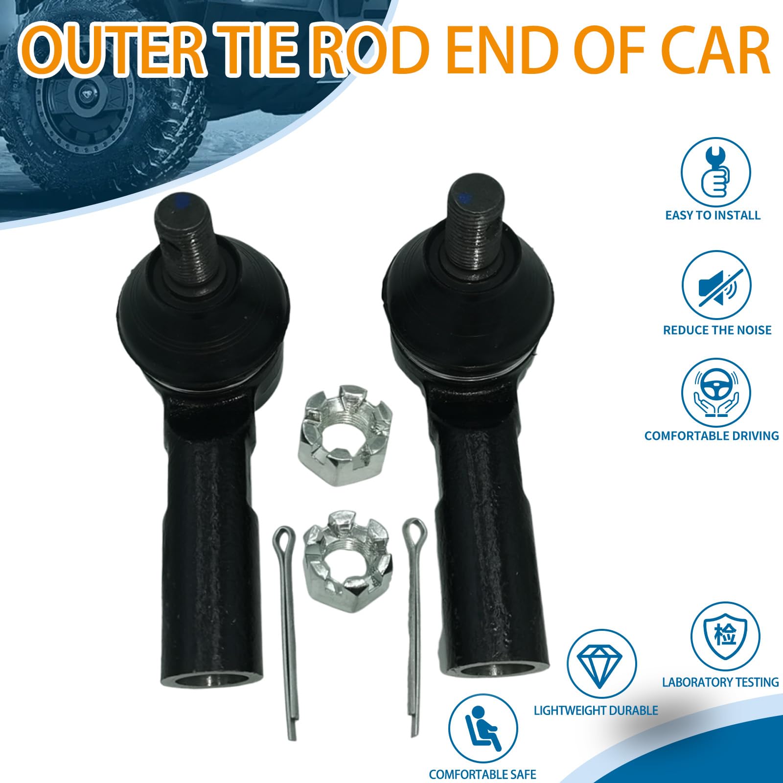 XCPMC Front Outer Tie Rod End 2 Pcs Left & Right｜Replacement For 1995-2004 Toyota Tacoma｜Replace OE#: ES80309 Black