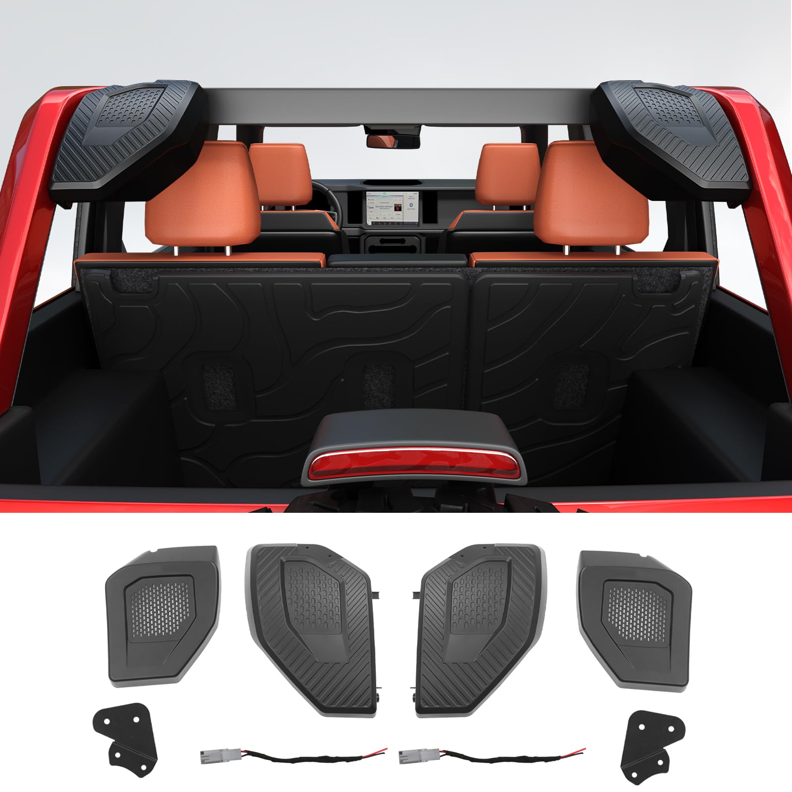 Mabett Rear Speaker Pods Compatible with Ford Bronco 4-Door 2025 2024 2023 2022 2021, Upgrade 6.5" Pods for Bronco Accessories, Interior Accessories Black (NOT for Sport and Raptor)