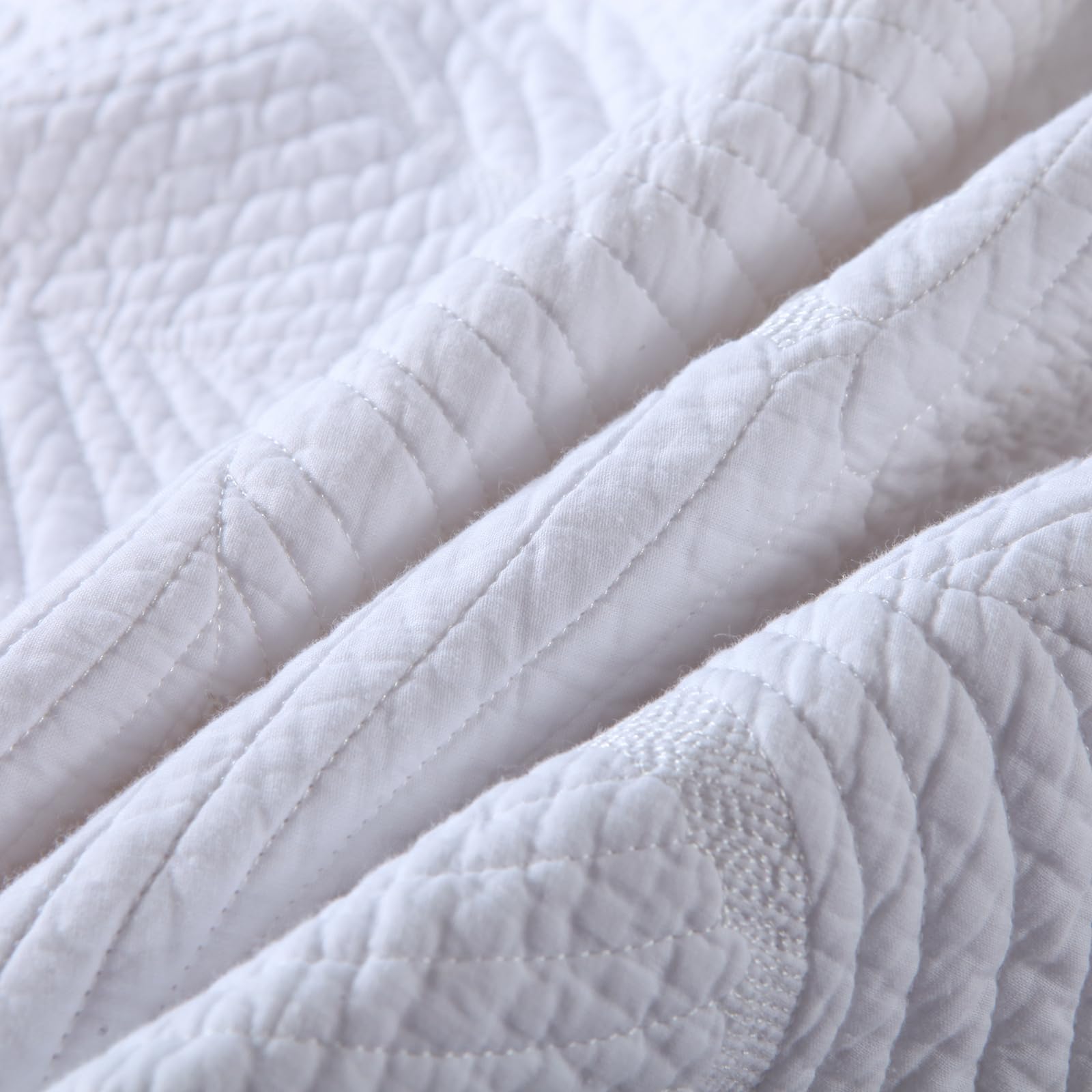 mixinni White Palm Leaf Quilt Set Cotton Quilt Sets King Size Bed