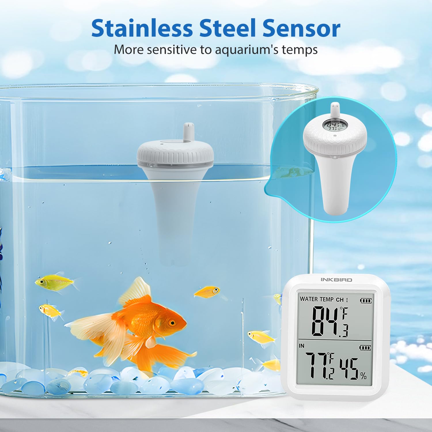 INKBIRD IBS-P01R 2nd Generation Wireless Floating Pool Thermometer Easy to Read, Compatible with Gateway IBS-M1 and IBS-M2