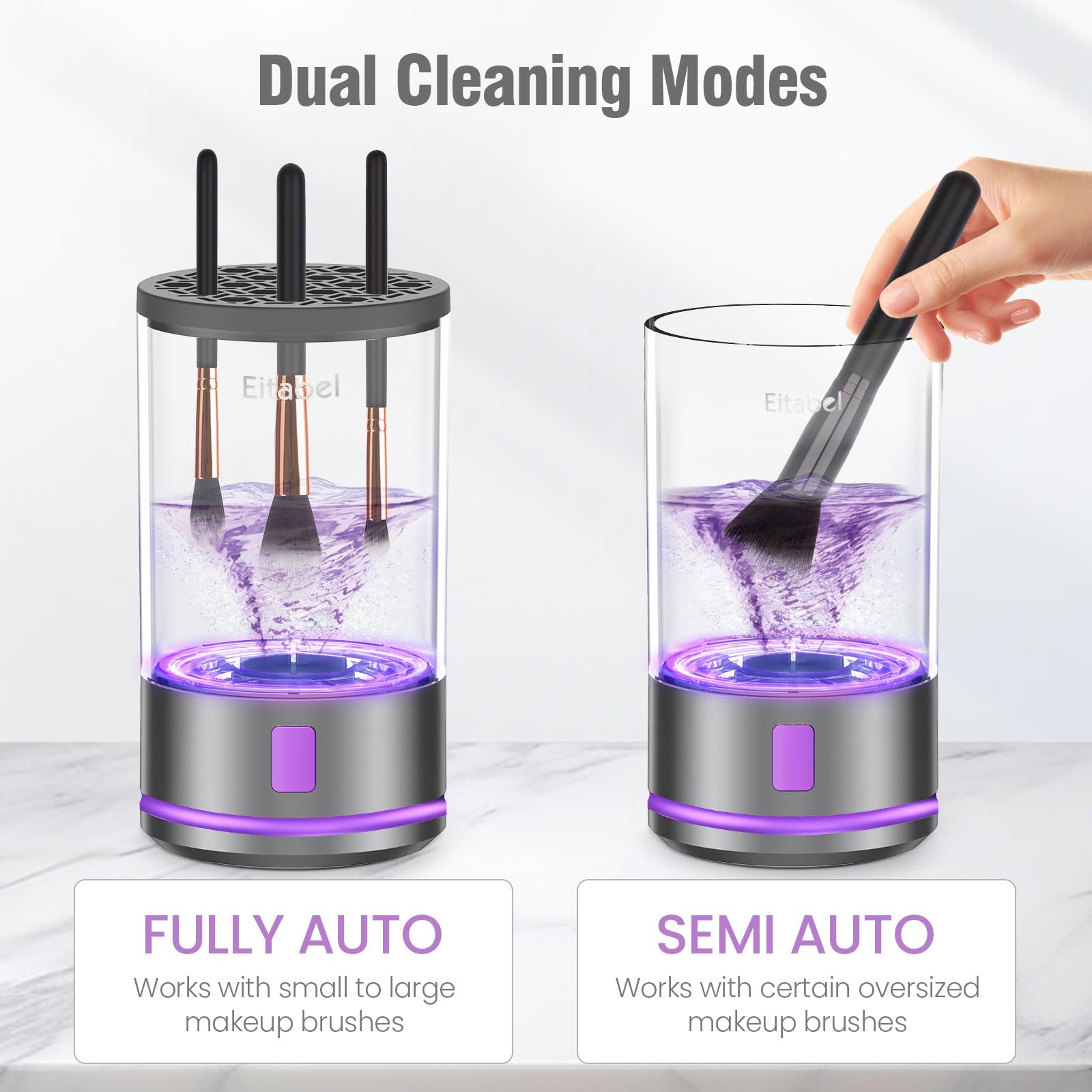 Electric Makeup Brush Cleaner machine, 2 in 1 Makeup Brush Dryer & Makeup Brush Washer Combined, Automatic Spinning Makeup Brush Cleaner For All Size Makeup Brush and Sponges