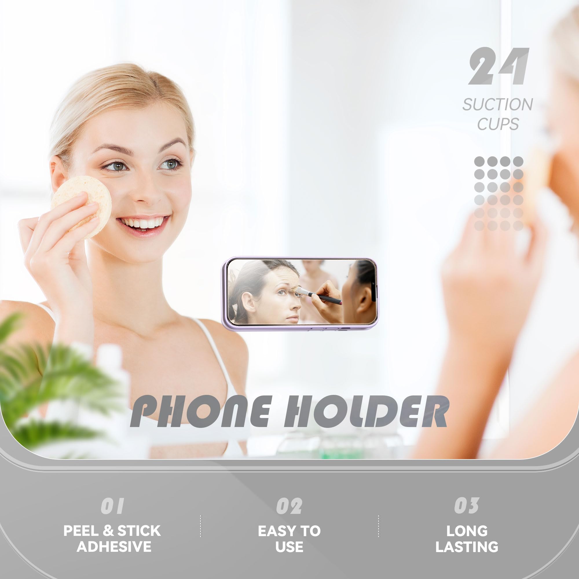 Silicone Phone Sticky Grip, Suction Phone Case Mount for iPhone and Android, Hands-Free Sticky Cell Phone Grip, Mobile Fidget Mirror Holder for Selfies and Videos
