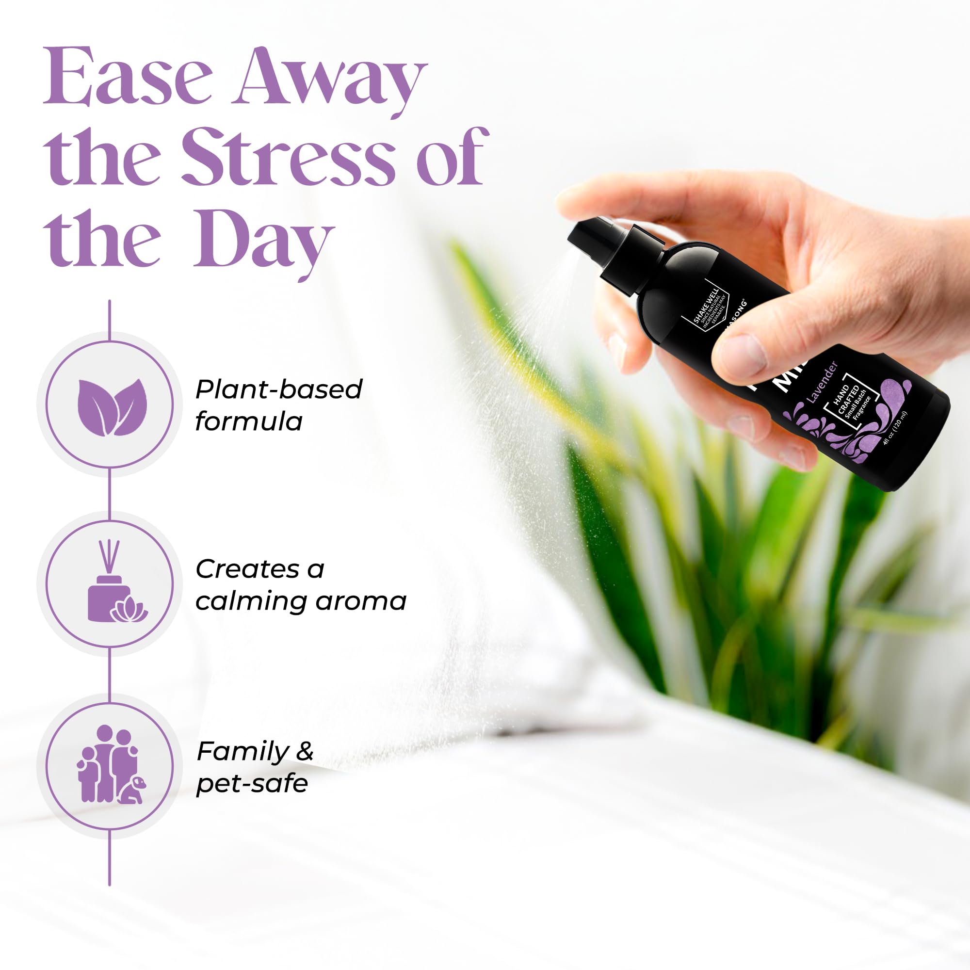 Aromasong Lavender Pillow Spray - All Natural Linen & Bedtime Mist for Sleep - Aromatherapy Botanical Essential Oils for Sleeping - Fragrance Scent 8 Oz.