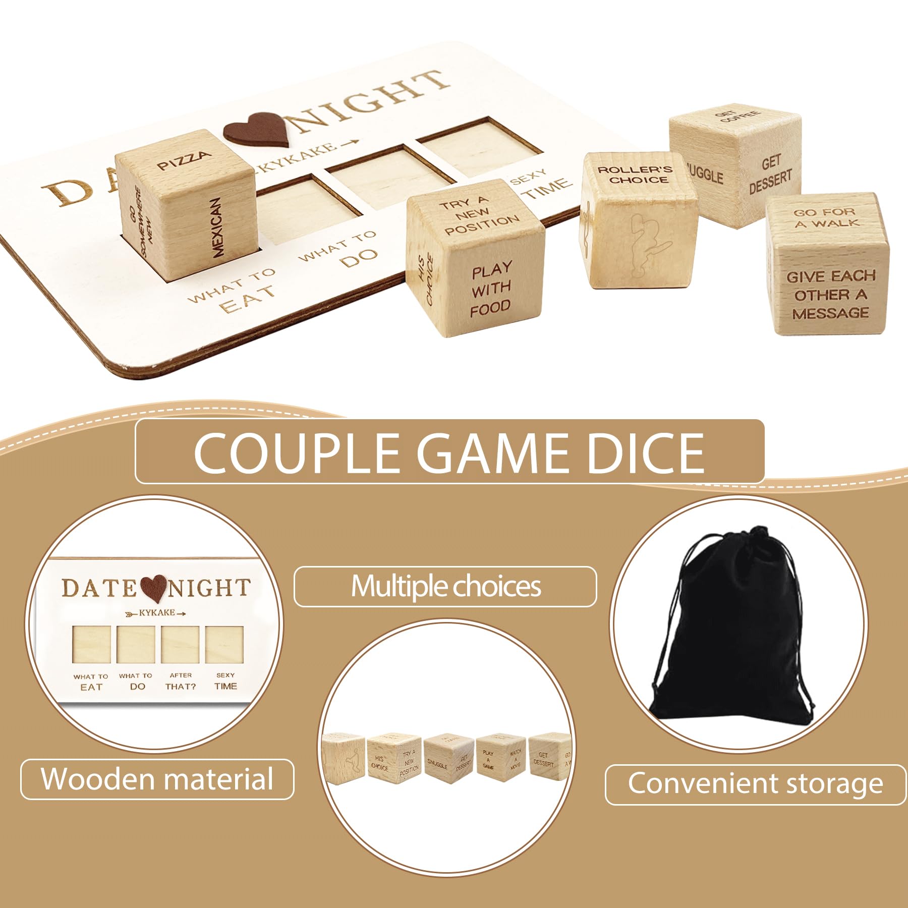 Date Night Dice Couples Gift Ideas, Decision Dice, Valentine's Day Gifts for Girlfriend or Boyfriend, Romantic Date Night Ideas for Him and Her, Anniversary Christmas Birthday Gifts for Husband Wife