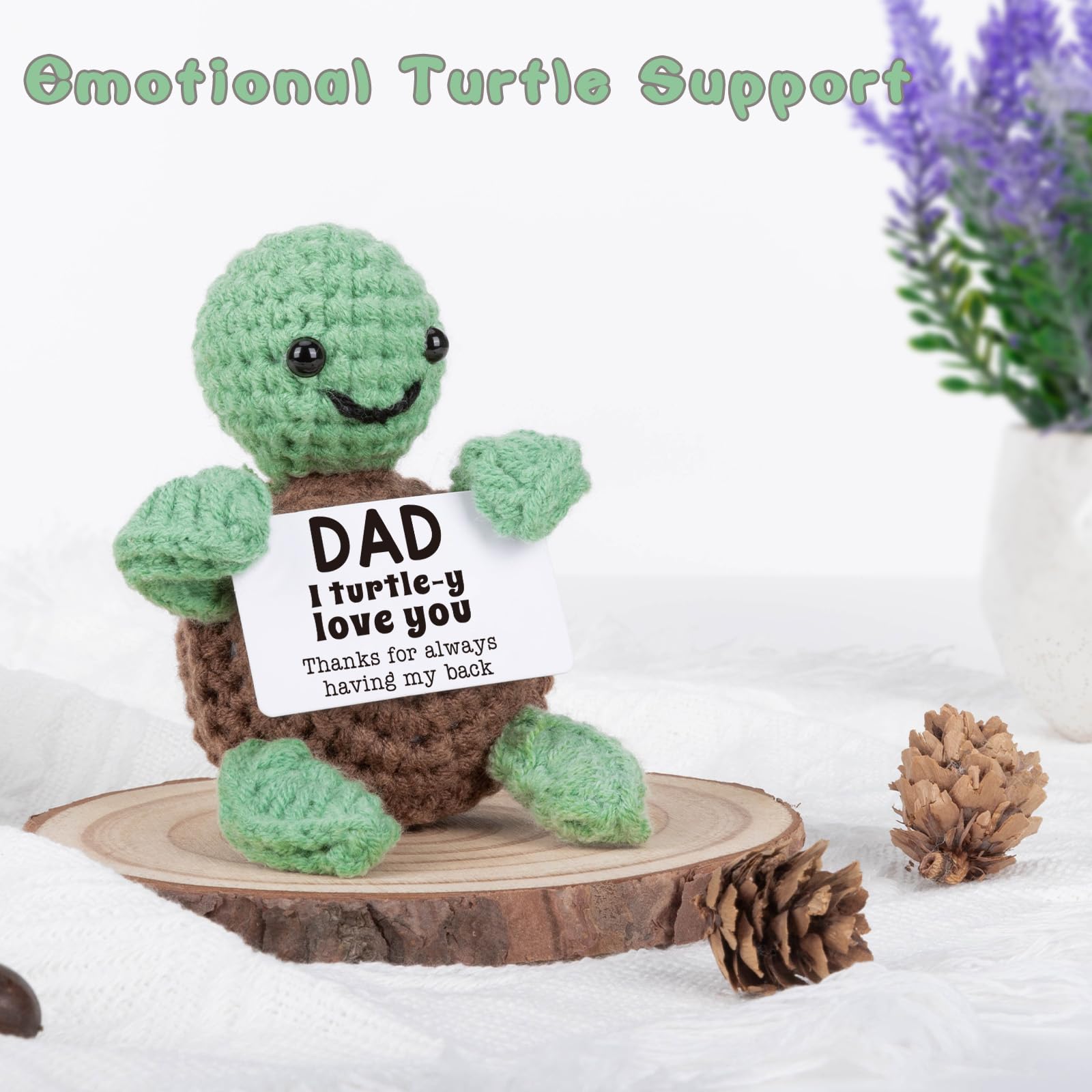 Mini Funny Turtle Valentines Day Gifts for Dad Birthday Gifts from Daughter Son, Father Daddy Gifts I Love You Dad Presents, Small Cute Dad Stuff Things, Handmade Emotional Positive Crochet Turtle