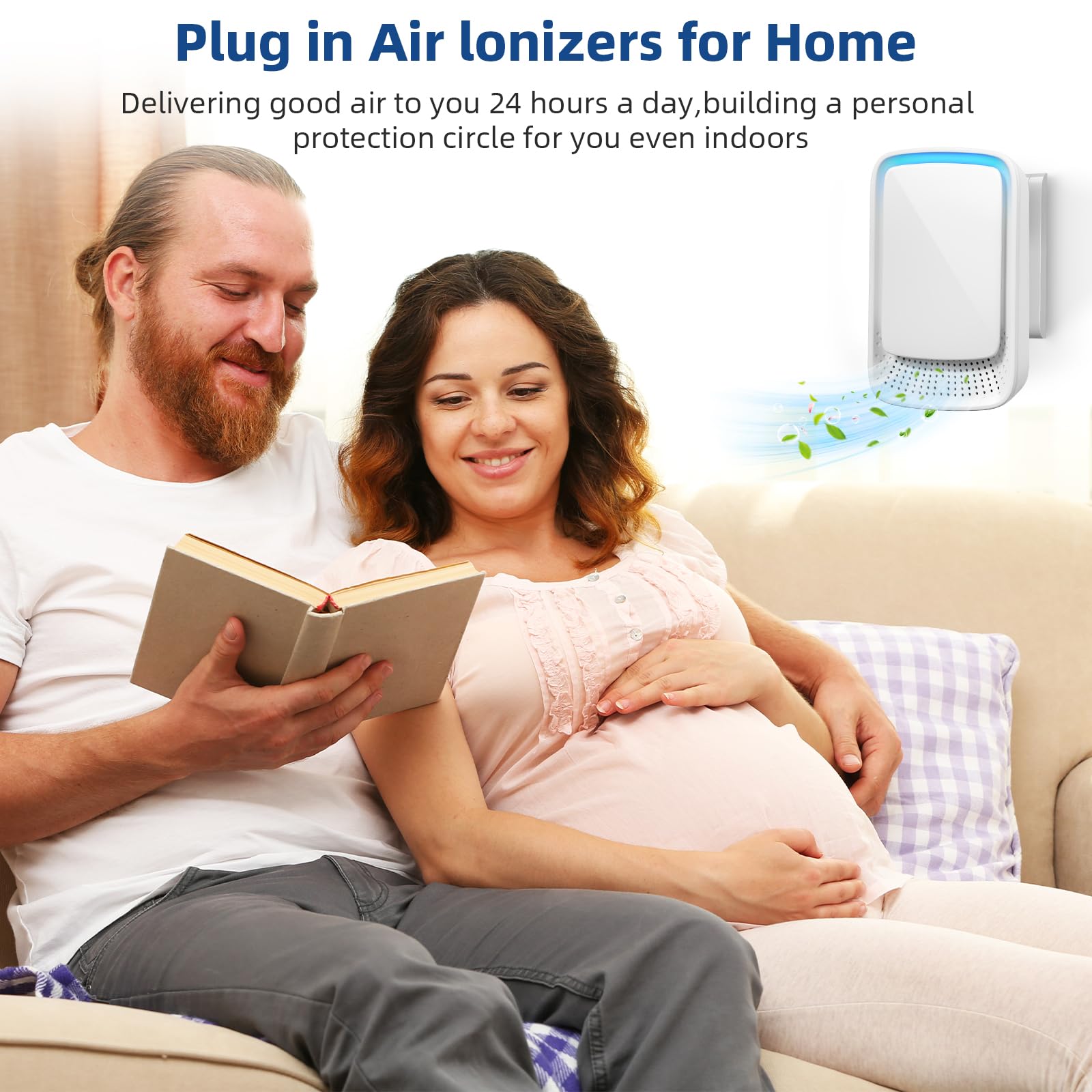 2026 Air Ionizer Plug In Air Purifier with Negative Ion Generator,Air Ionizers for Home & Dust Mites,Quiet Mini Air Freshener for Bedroom,Office,Basement,Air Purifiers for Odor,Dust,Smoke,Pets Smell