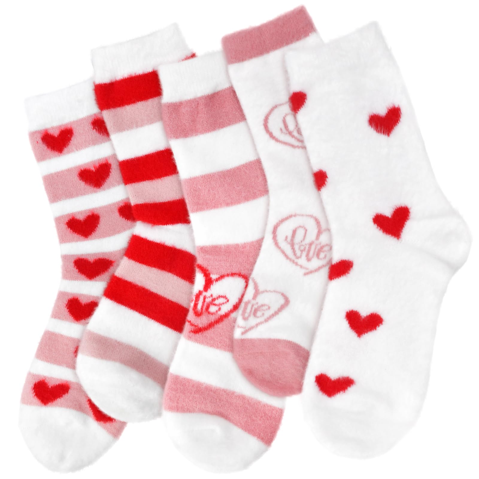 FilmHOO Valentines Day Gifts for Her Fuzzy Socks for Women Christmas Stocking Stuffers for Women Cozy Fluffy Warm Socks