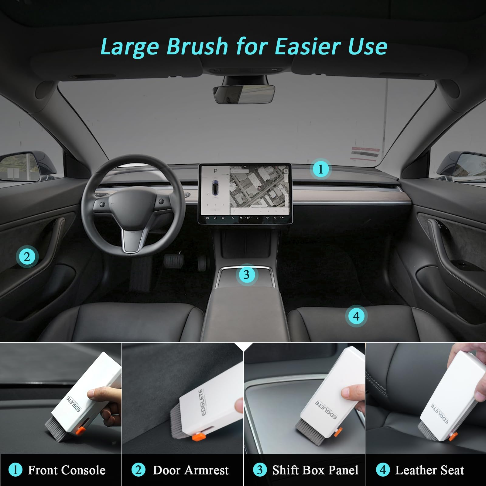 Car Screen Cleaner with Detailing Brush - Screen Cleaner Spray Car Detailing Kit Interior Cleaner for Touch Screen Display Dashboard, Car Cleaning Kit for Tesla Model 3 Y Jeep BMW Honda Benz Chevy