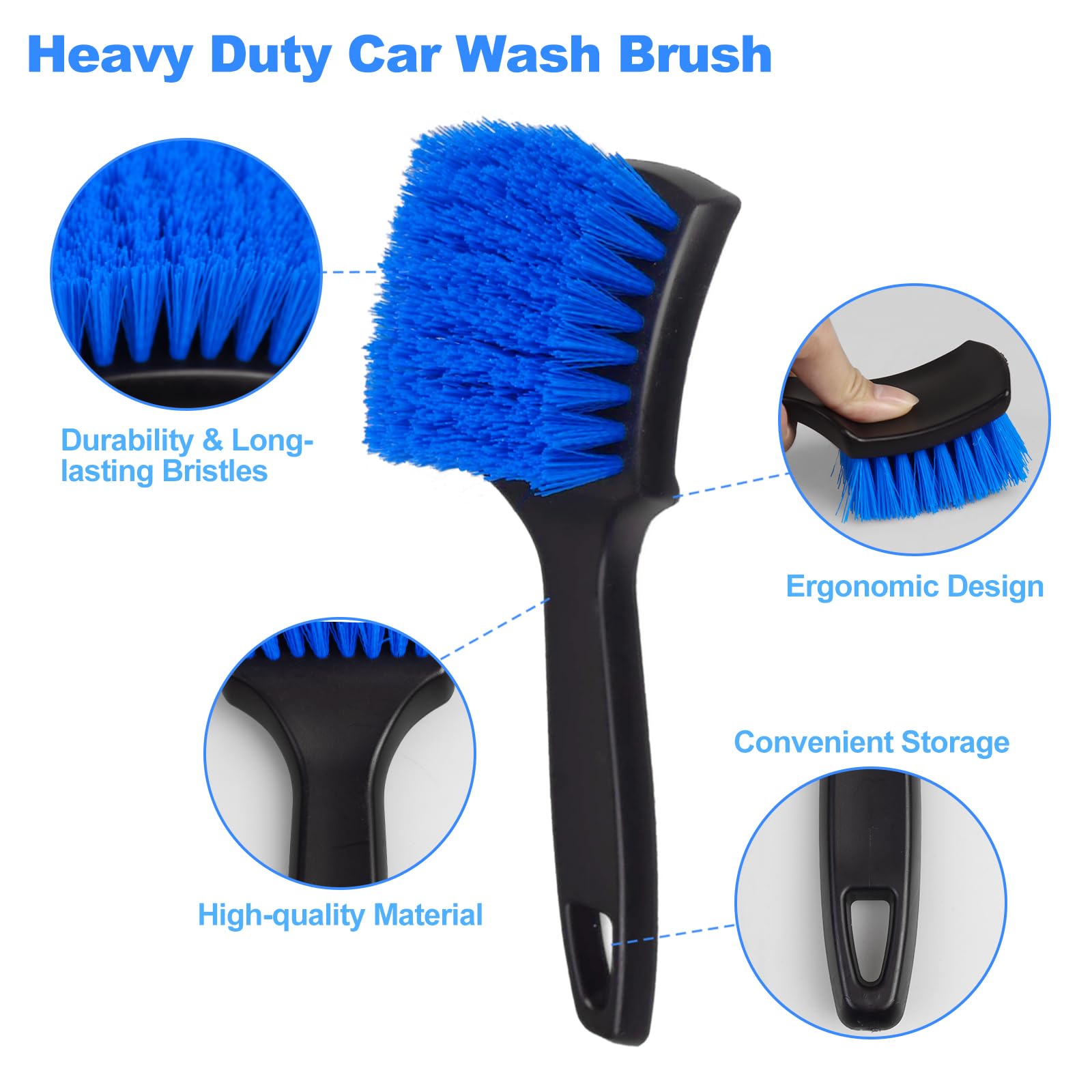 NIKCOSMK Wheel Brush, Wheel & Rim Cleaner Brush, Tire Brush, Wheel Cleaning Brush, Bendable & Durable Car Wheel Brush Set, Car Detailing Brushes, Wheel Brushes for Cleaning Wheels