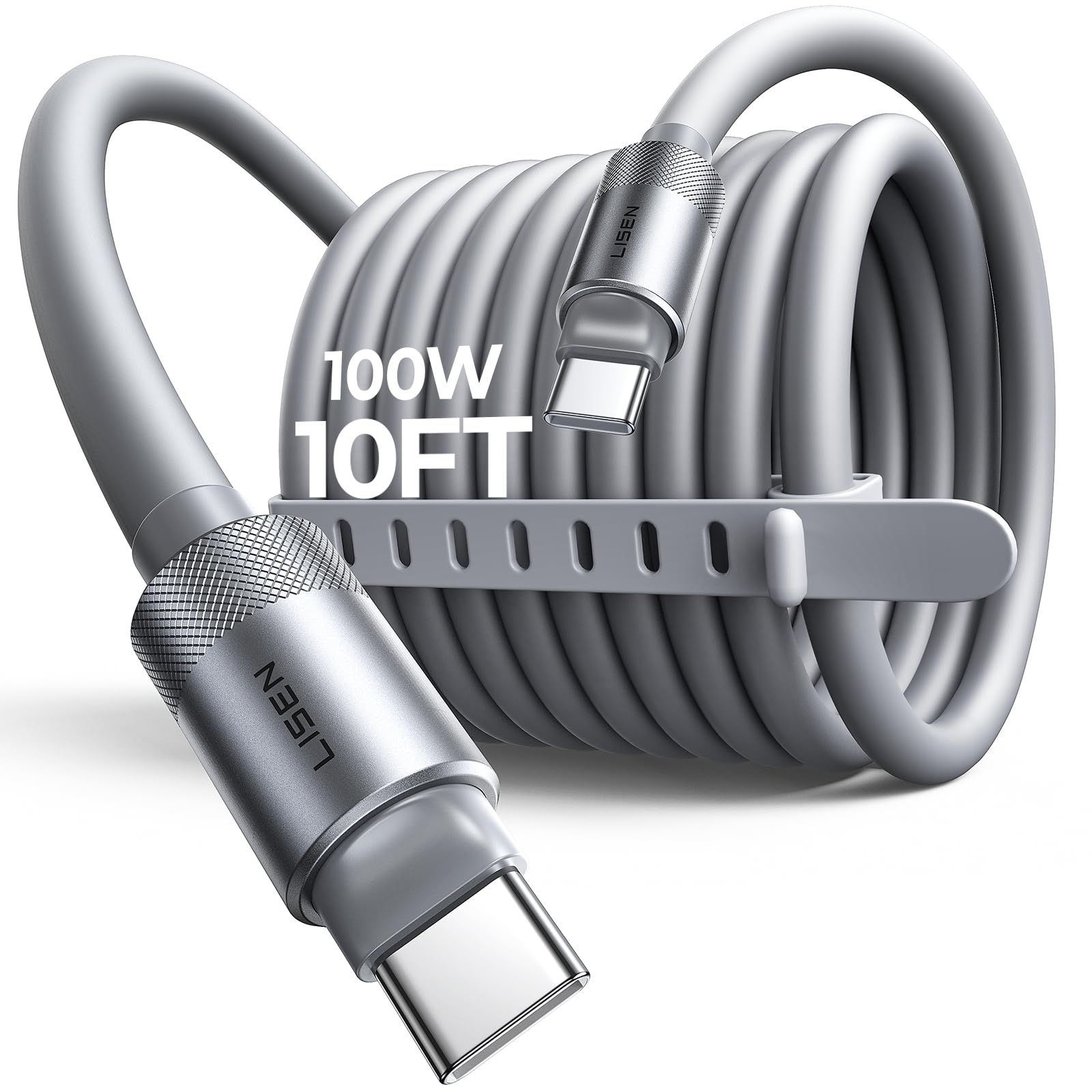 LISEN USB C Cable 10FT, Chubby 100W USB C to USB C Fast Charging Cable, Soft Silicone Long USBC to USBC for iPhone 17 Air 16 15 Pro Max, Samsung S25, MacBook Pro/Air, Switch 2, iPad