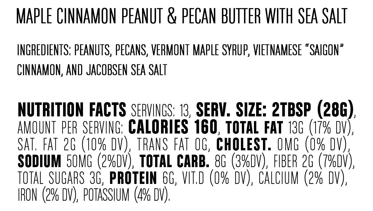 Big Spoon Roasters Maple Cinnamon Peanut & Pecan Butter - Low Sugar Peanut Butter - Creamy Peanut Butter w/Maple Syrup, Organic Peanuts & Pecans - Keto, Vegan, Palm Free Maple Nut Butter - 13 Ounces