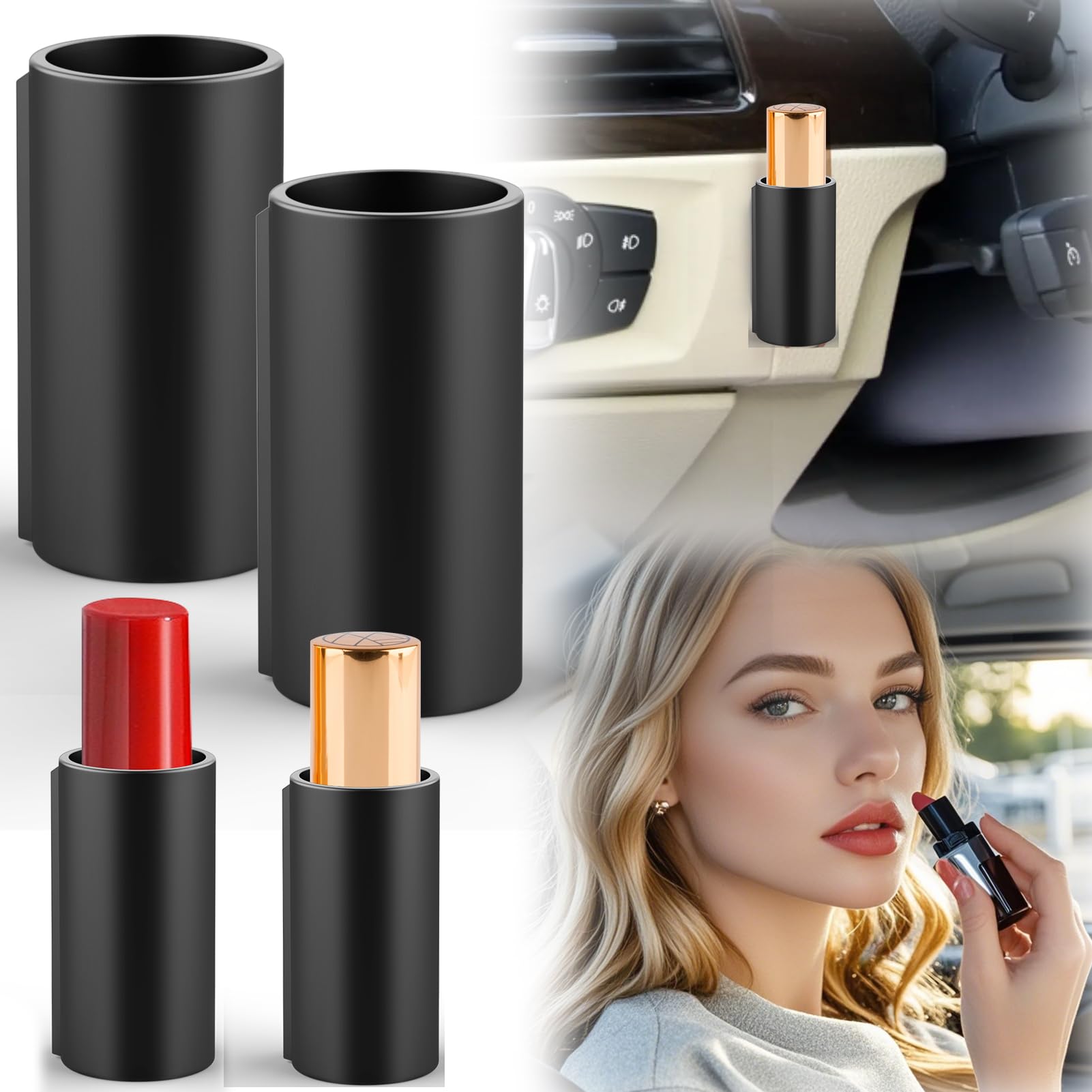 Vodolo 2PCS Car Lip Balm Holder No Melt,Silicone Holder for Chapstick,Fun Aesthetic Car Accessories for Women Interior,Car Holder for Chap Stick,Car Essentials Cute Lip Balm Holder for Girl Car Decor